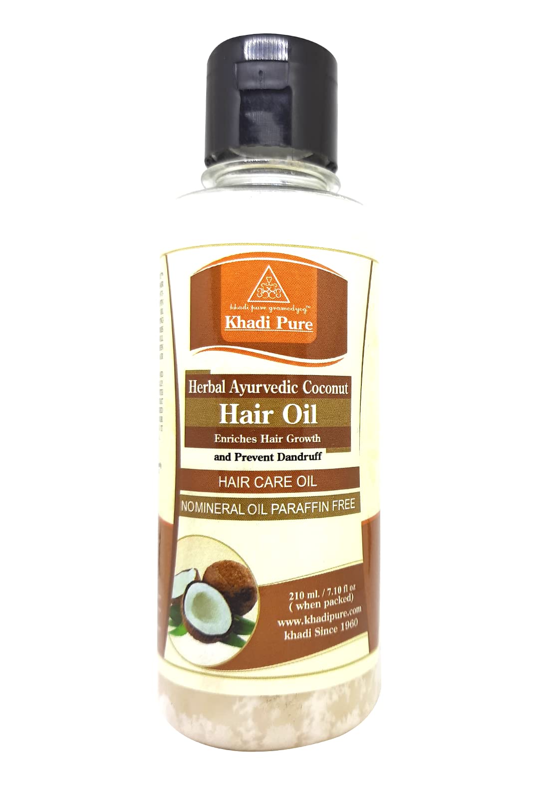 Khadi Pure Herbal Ayurvedic Coconut Hair Oil for Hair Growth & Shine - 210ml | Natural Hair Treatment for Dry, Damaged Hair | Perfect for Daily Hair Care & Scalp Massage