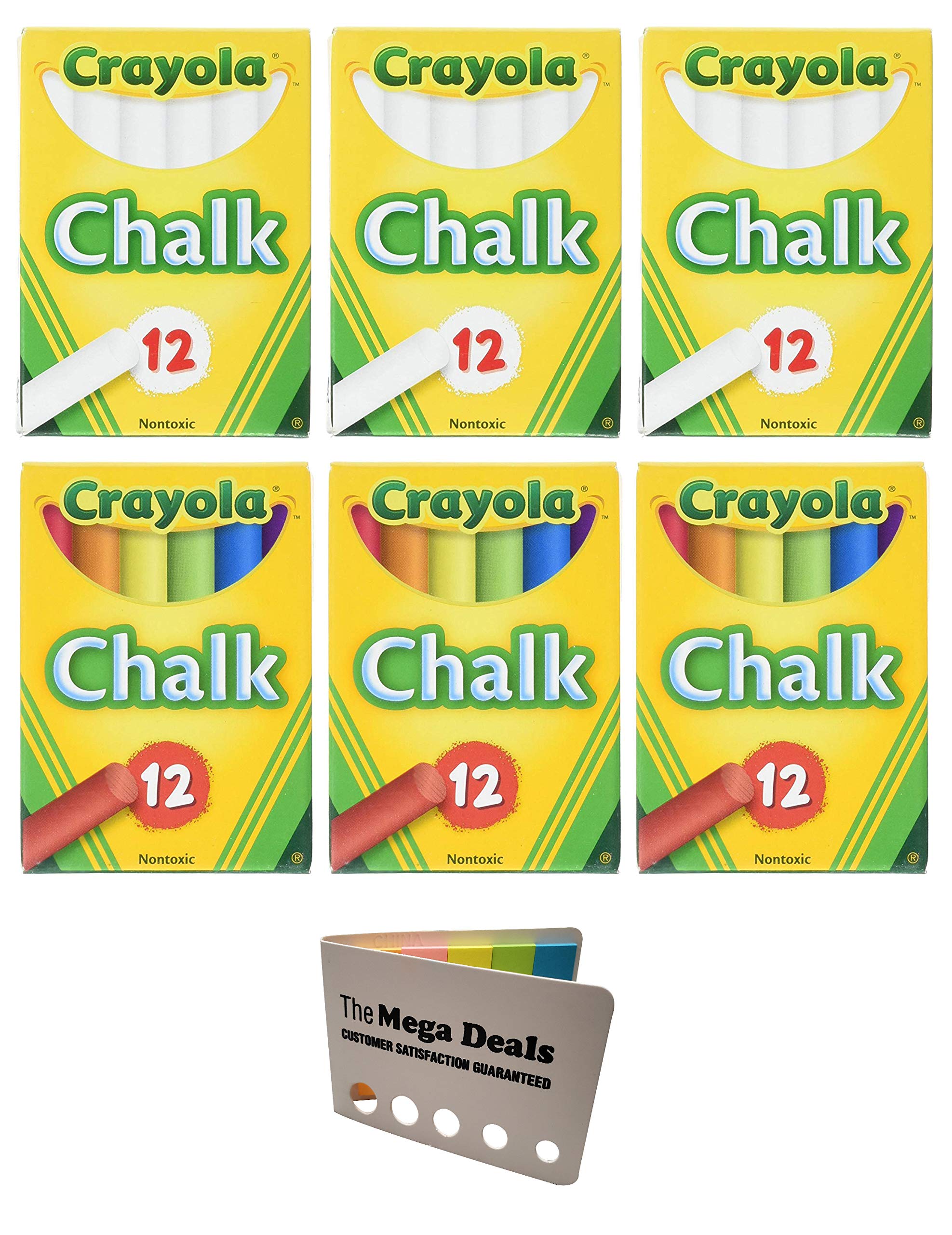 Crayola Non-Toxic White & Colored Chalk Set - 6 Pack (12 White + 12 Colored Chalk Sticks) for Classroom, Sidewalk Art & Kids Activities