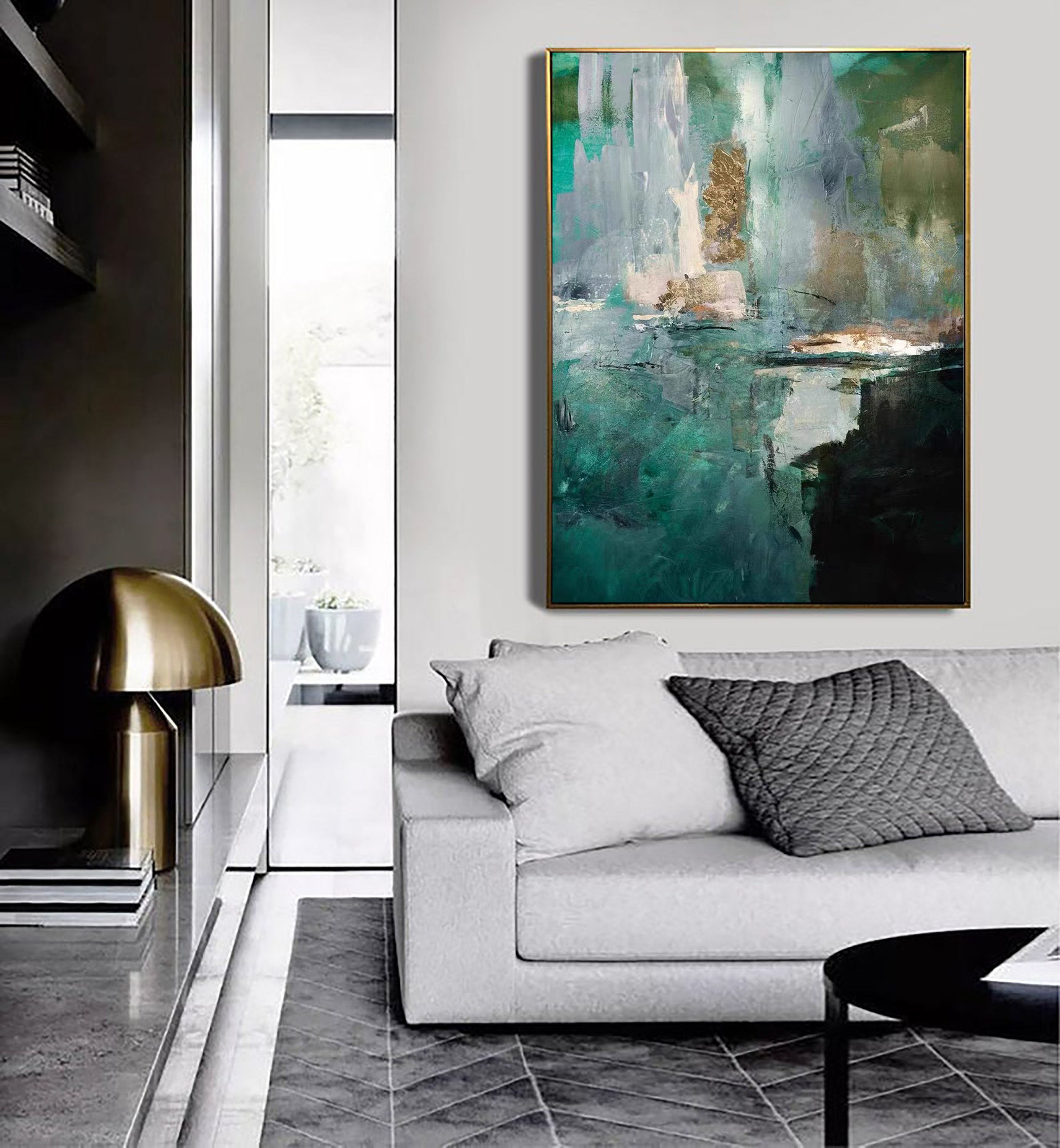Blue & Green Abstract Wall Art Print #BG012 - Modern Canvas Painting for Living Room, Bedroom & Office Decor