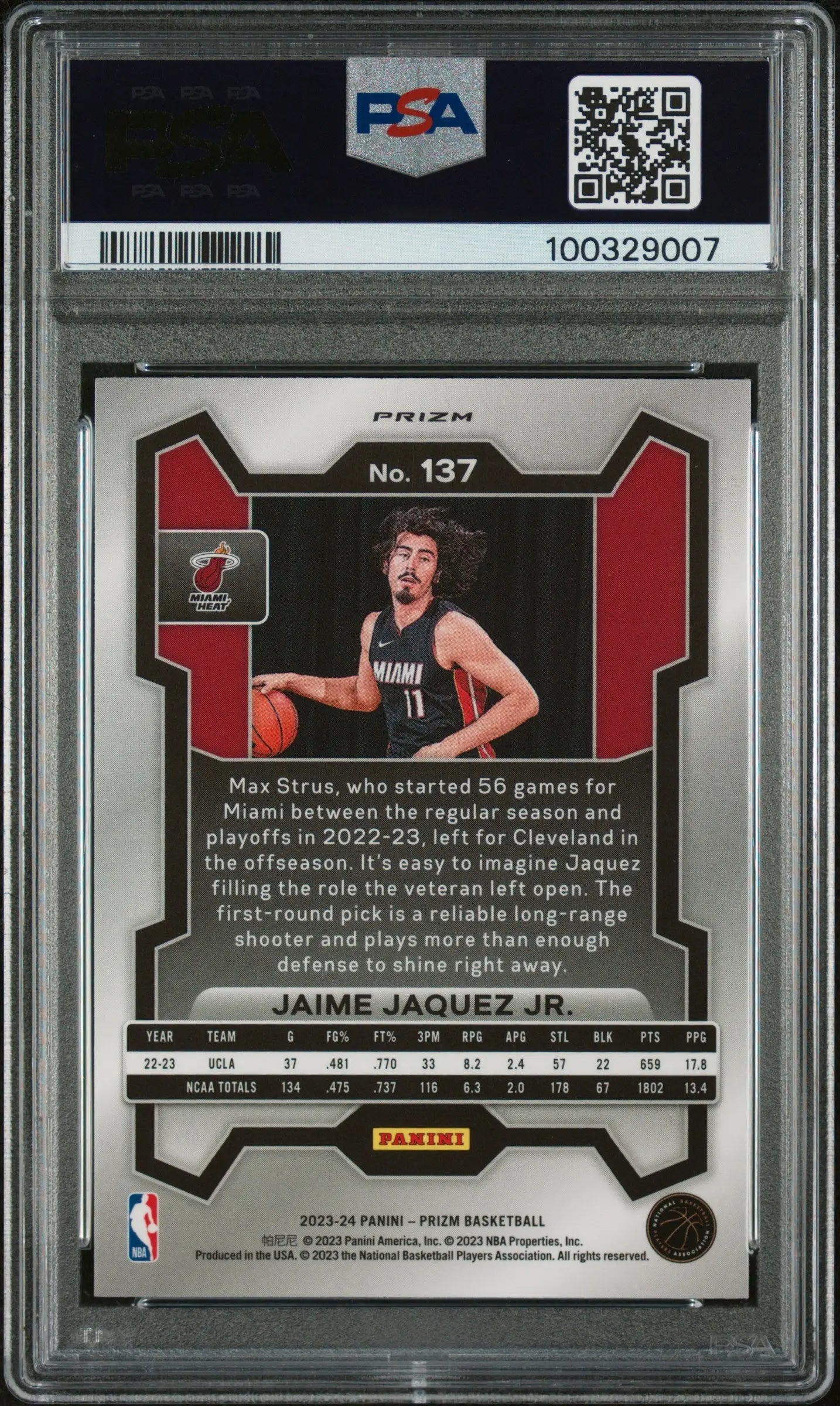 2023 Panini Prizm Basketball Jaime Jaquez Jr. Rookie Card Silver Prizm PSA 10 Gem Mint - Collectible Trading Card for NBA Fans & Sports Memorabilia Enthusiasts