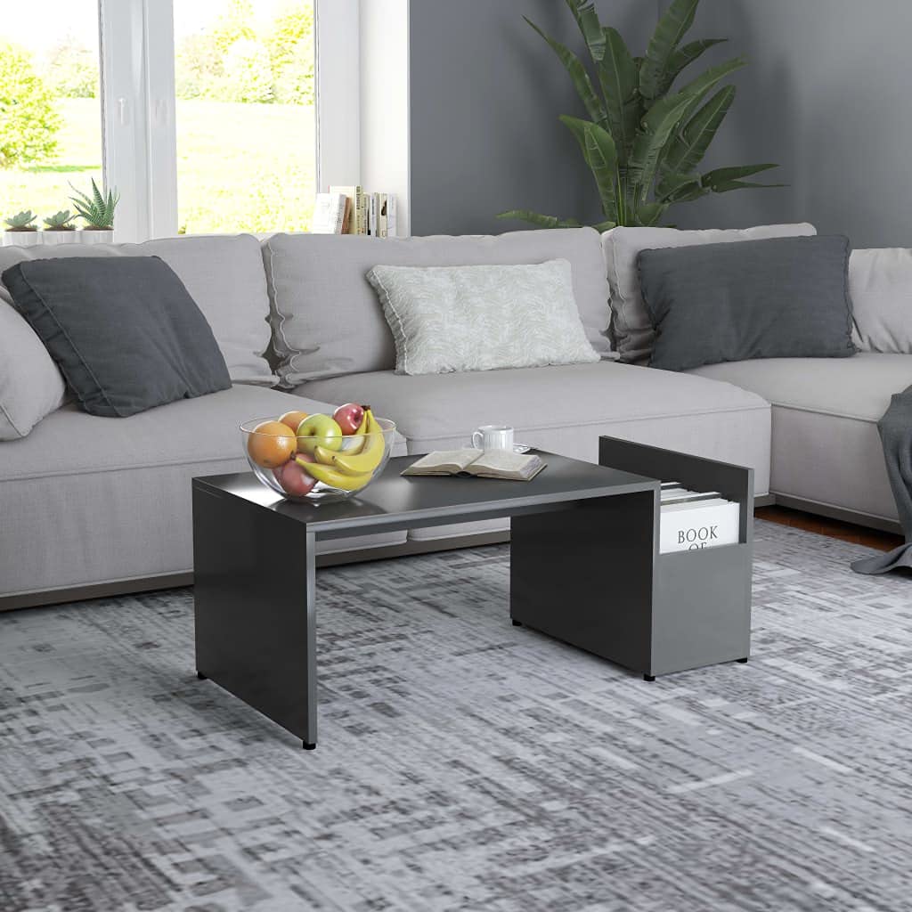 Geometric Coffee Table with Side Storage - Openwork Design for Living Room & Office