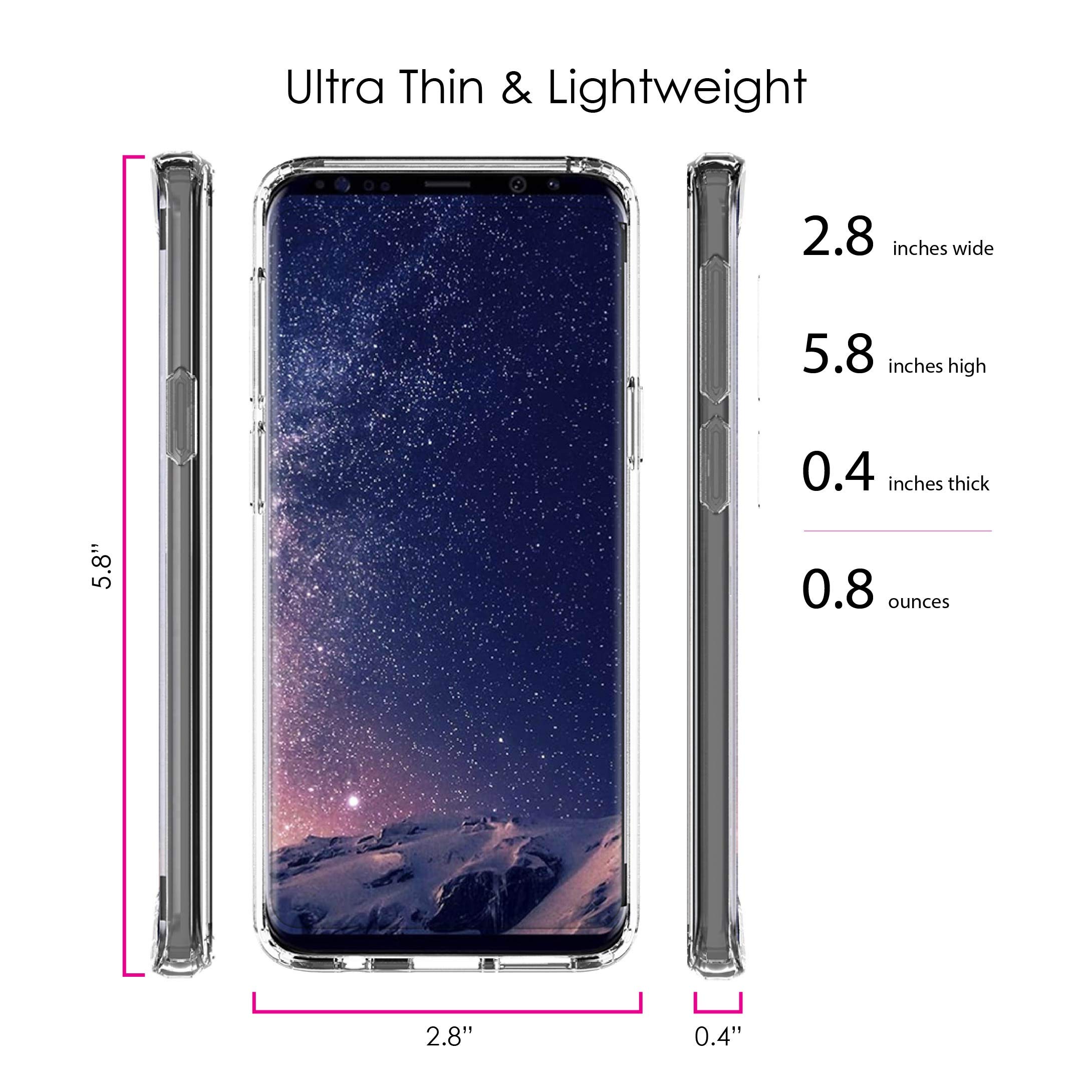 DistinctInk Clear Shockproof Hybrid Case for Samsung Galaxy S9 (5.8 Inch) - TPU Bumper with Acrylic Back & Tempered Glass Screen Protector - Unicorn Crown Design - Perfect for Work, Travel, and Everyday Protection