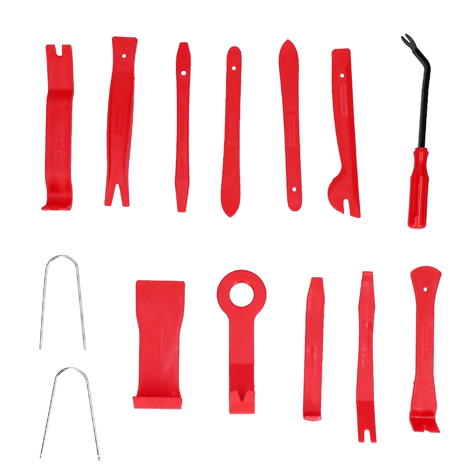 14-Piece Car Trim Removal Tool Kit - Pry Repair Set for Audio, CD, Central Control & Instrument Panel - Durable Red Trim Tools for Professional Auto Interior Repair & DIY Car Maintenance