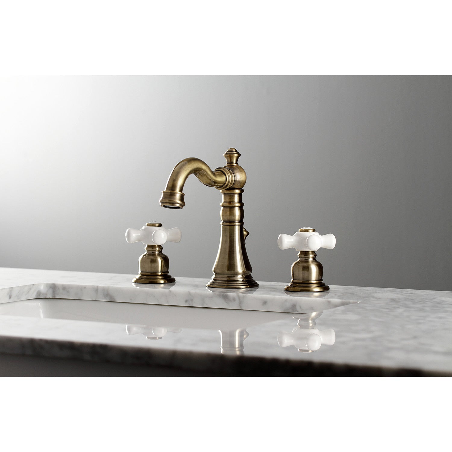 American Classic FSC19733PX 3-Hole Widespread Bathroom Faucet with Brass Pop-Up Drain - Antique Brass Finish - Perfect for Vintage Style Bathrooms & Powder Rooms