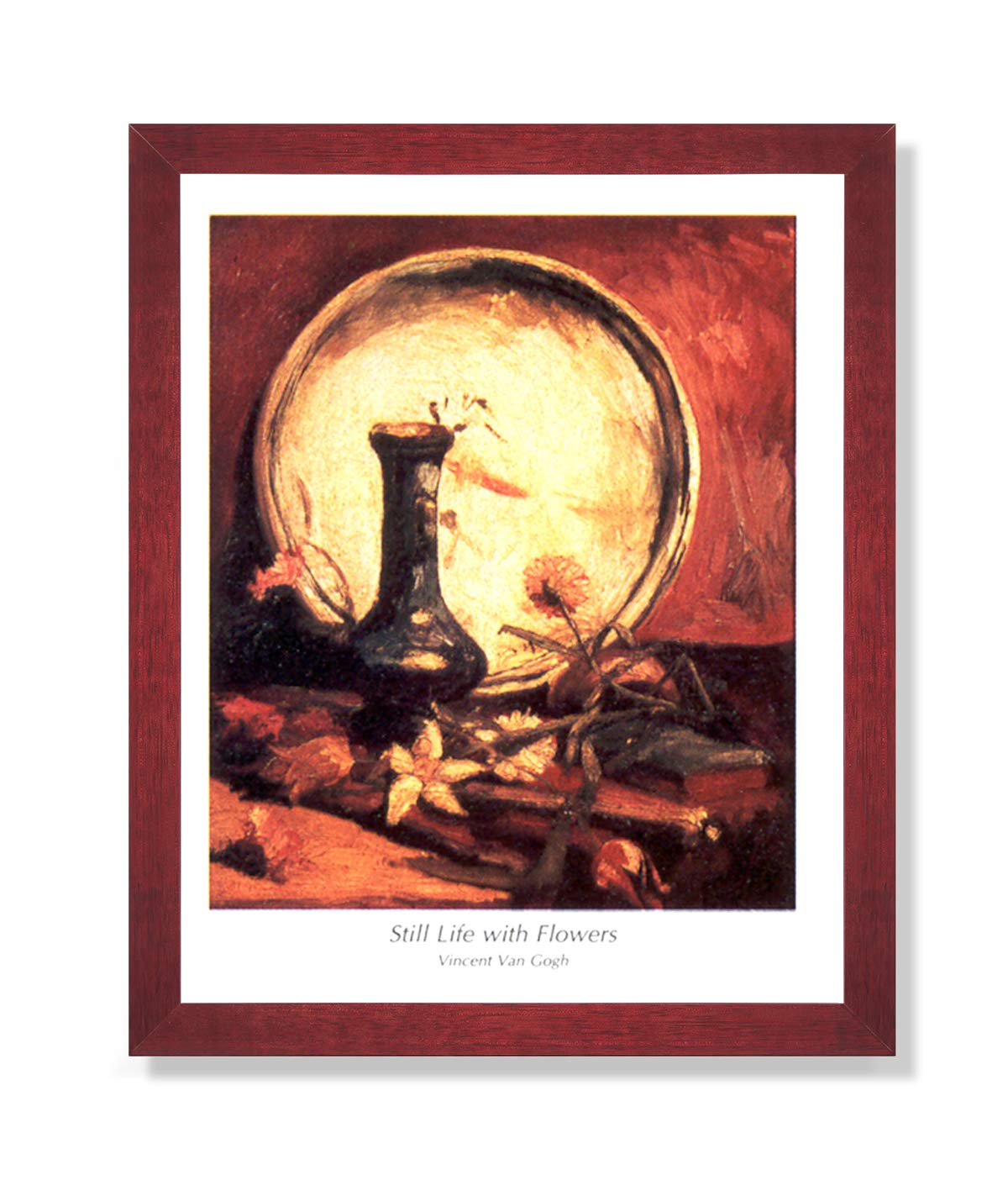 Vincent Van Gogh French Vase Flower Art Print - Framed Wall Decor for Living Room, Bedroom & Office | Famous Sunflower Painting Reproduction