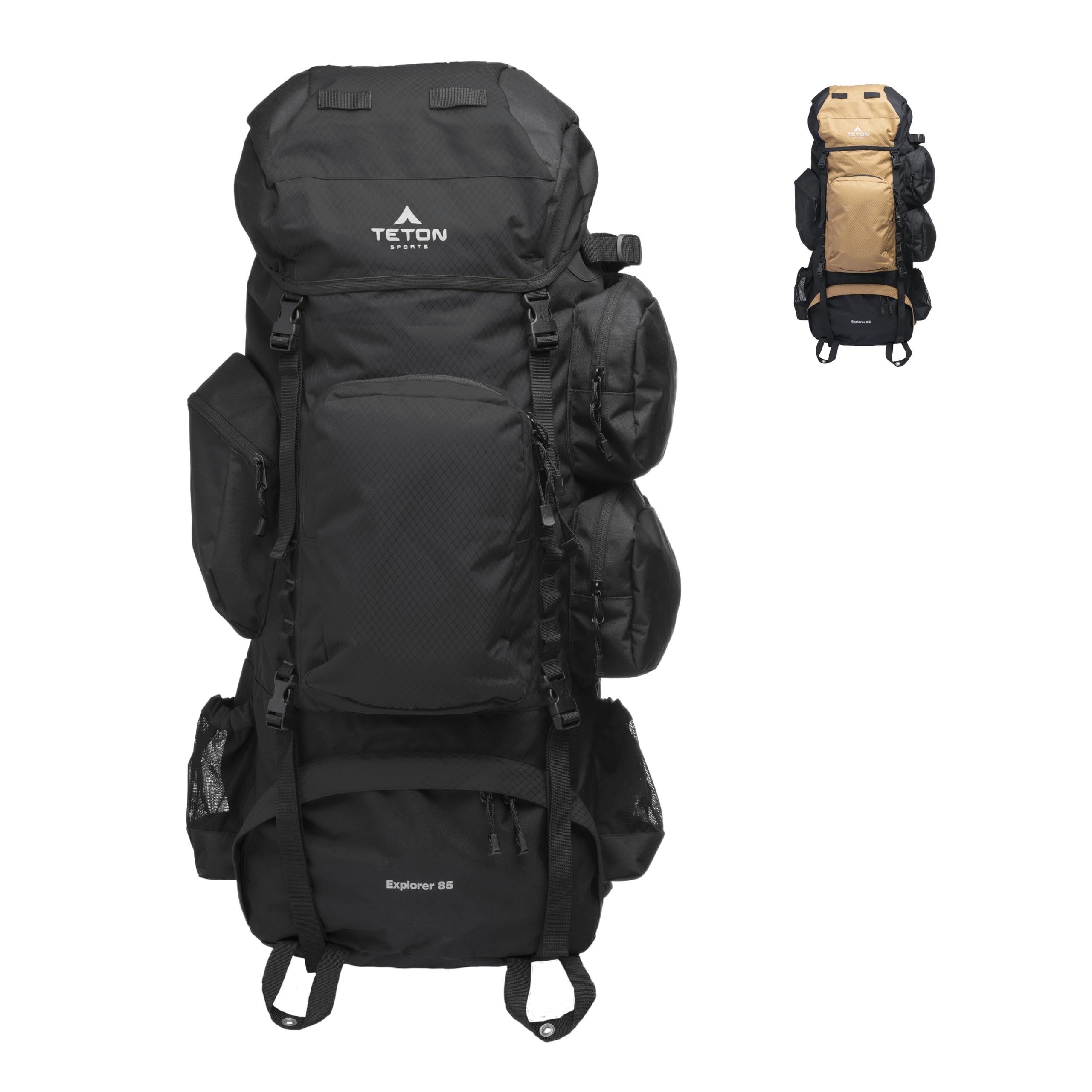 TETON Sports 85L Explorer Internal Frame Backpack - Lightweight Hiking Backpack for Camping, Backpacking & Outdoor Adventures - Water-Resistant with Rain Cover (Black) - Perfect for Multi-Day Treks & Wilderness Exploration