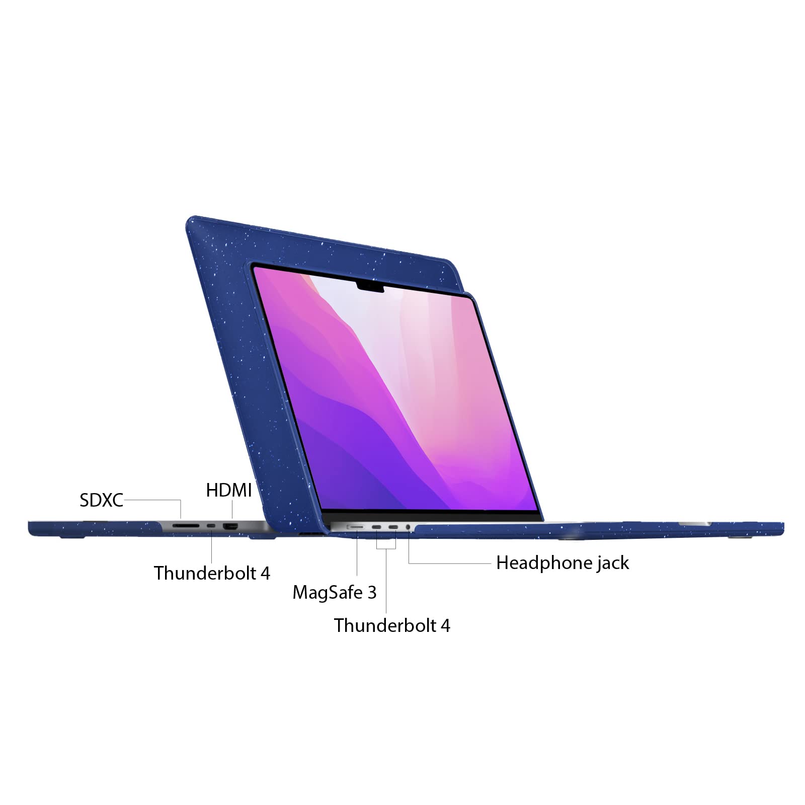 IBENZER 14 Inch MacBook Pro Hard Shell Protective Case with Keyboard Cover - Star Blue (T14-S-BL+1) | Durable Laptop Cover for Work, Travel & School