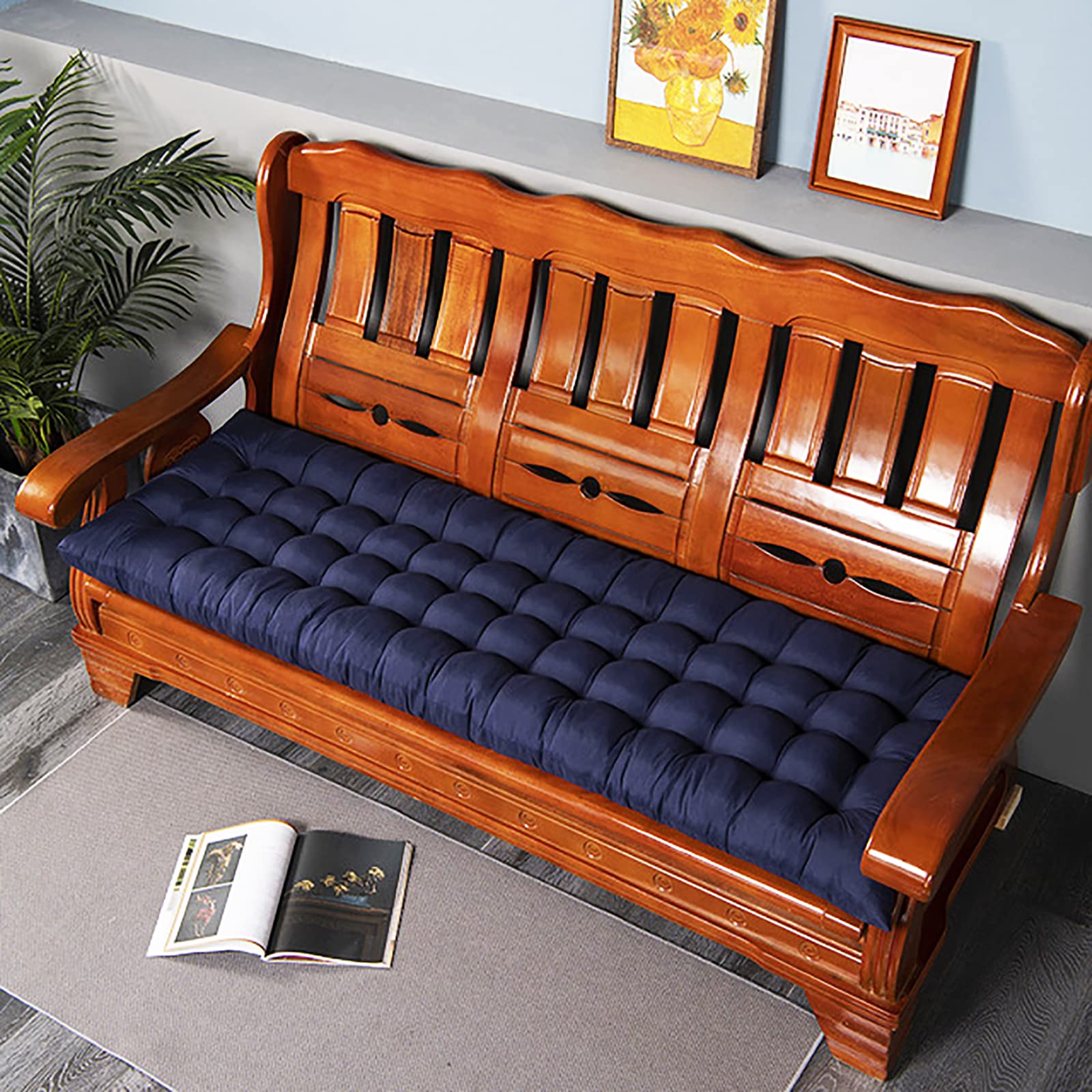 Premium Indoor/Outdoor Bench Cushions - Waterproof Patio Furniture Seat Cushions for Garden, Swing & Lounger - Comfortable Cotton Cushion Set for Backyard, Deck & Poolside Relaxation