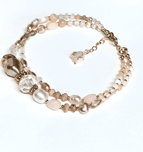 Elegant Pink Gemstone & Pearl Knotted Bracelet for Women | Boho Chic Jewelry Gift for Her | Perfect for Weddings, Date Nights & Special Occasions