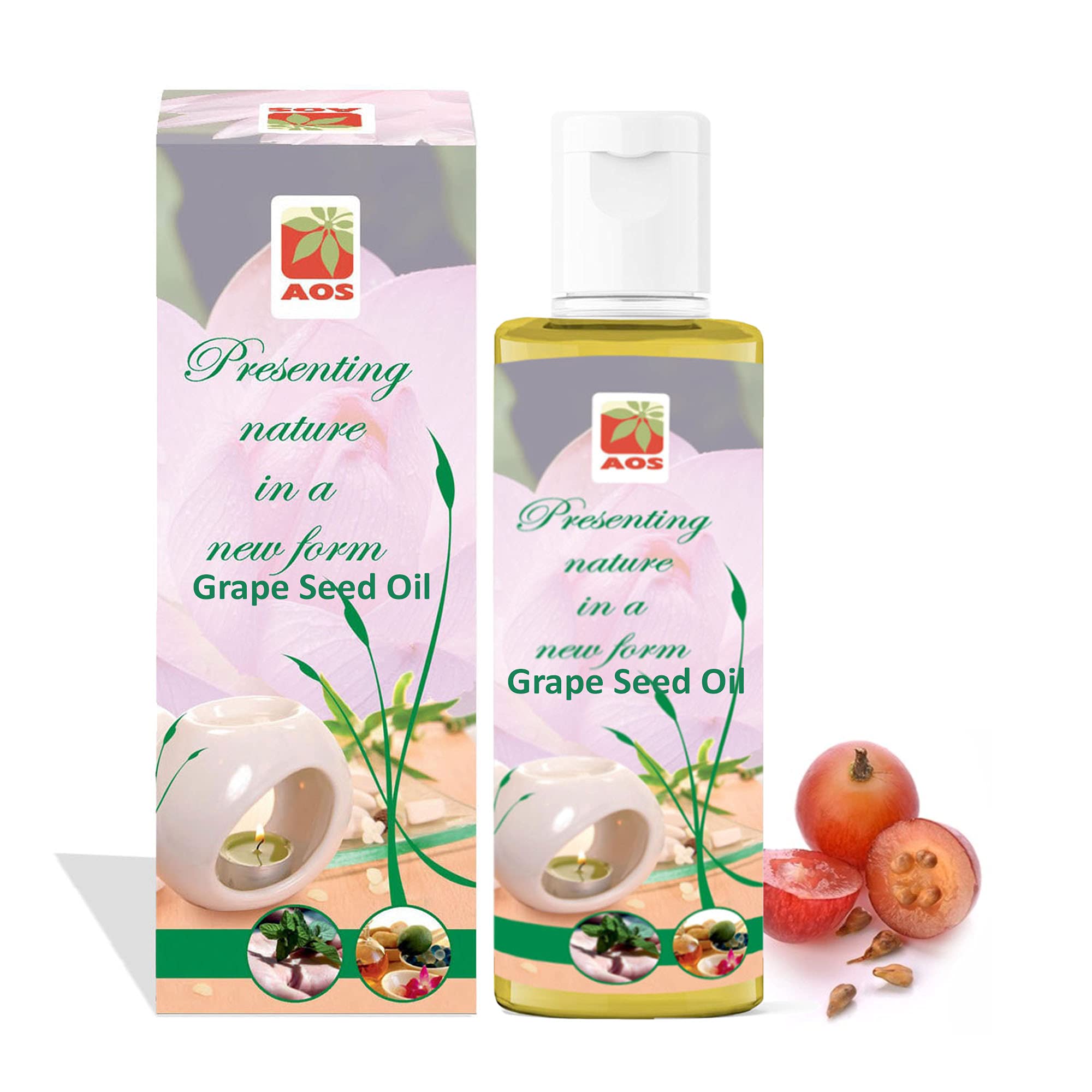 100% Pure Grapeseed Oil by AOS - 50ml | Cold Pressed, Unrefined, Rich in Vitamin E | Perfect for Cooking, Skin Care & Hair Treatment