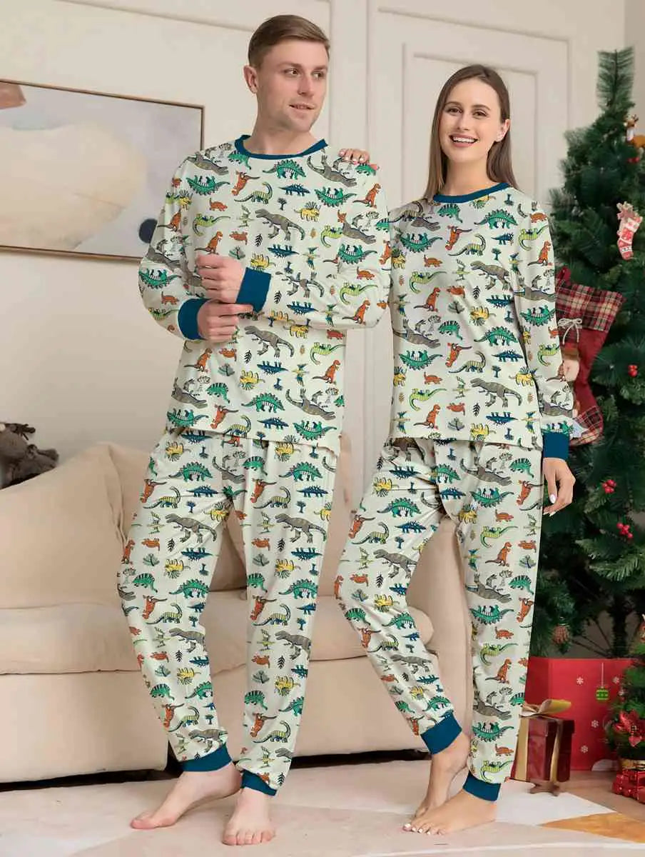 Dinosaur Matching Family Christmas Pajamas Set - Cute Holiday Sleepwear for Kids & Adults - Perfect for Family Photos & Cozy Winter Nights