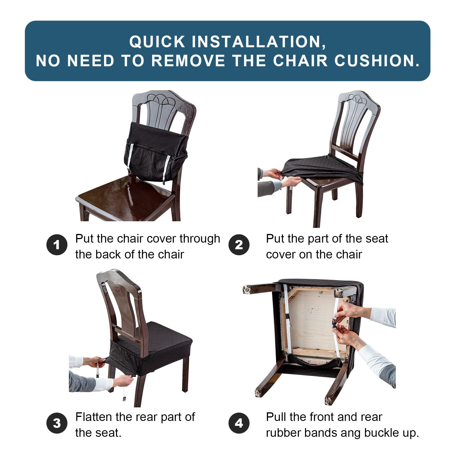 **Waterproof Chair Covers for Dining Room - Genina Washable Seat Slipcovers for Kitchen & Dining Chairs - Perfect for Spills, Pets & Everyday Use**
