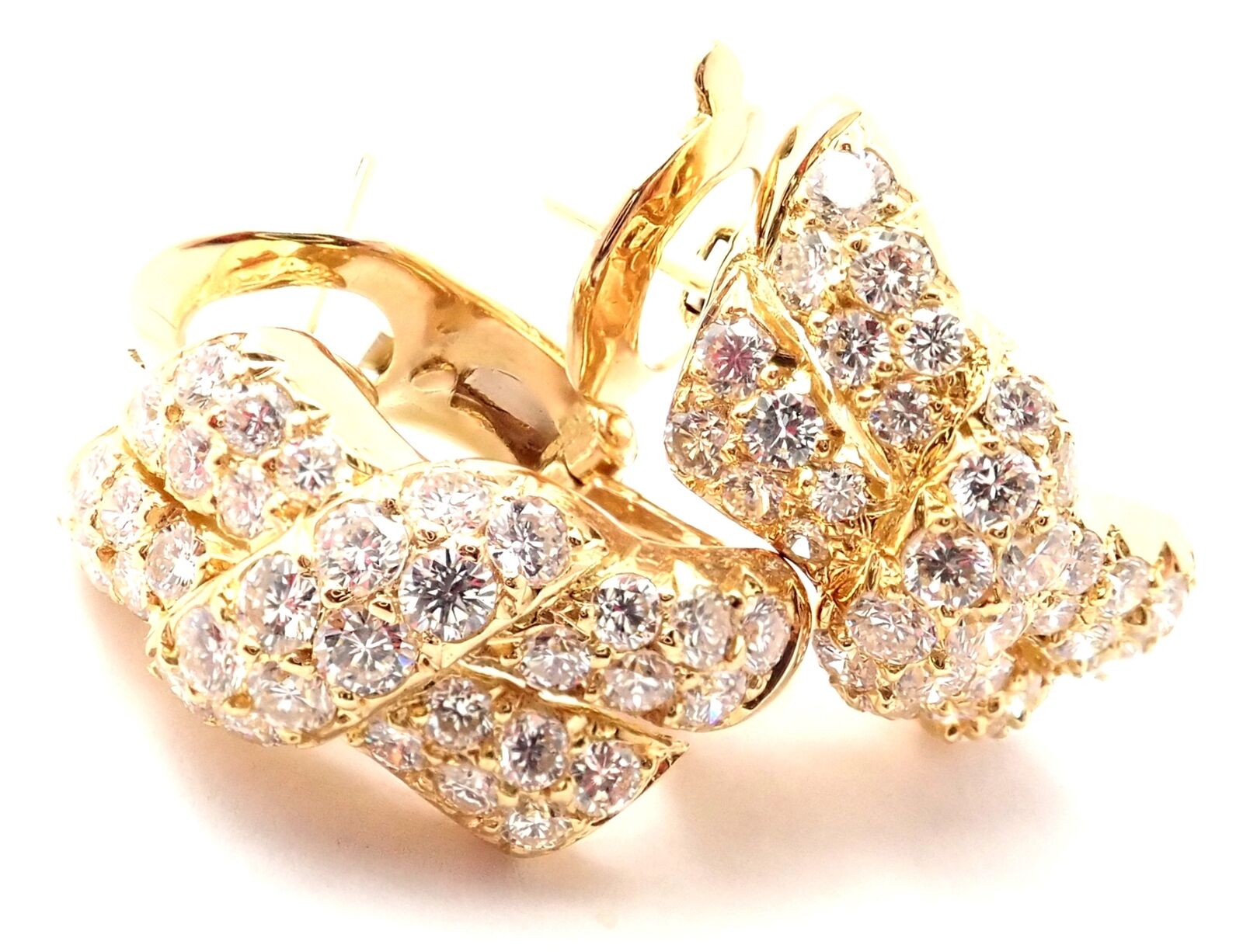 Authentic Van Cleef & Arpels 18k Yellow Gold Diamond Bow Earrings - Luxury Jewelry for Women - Perfect for Weddings, Parties & Special Occasions