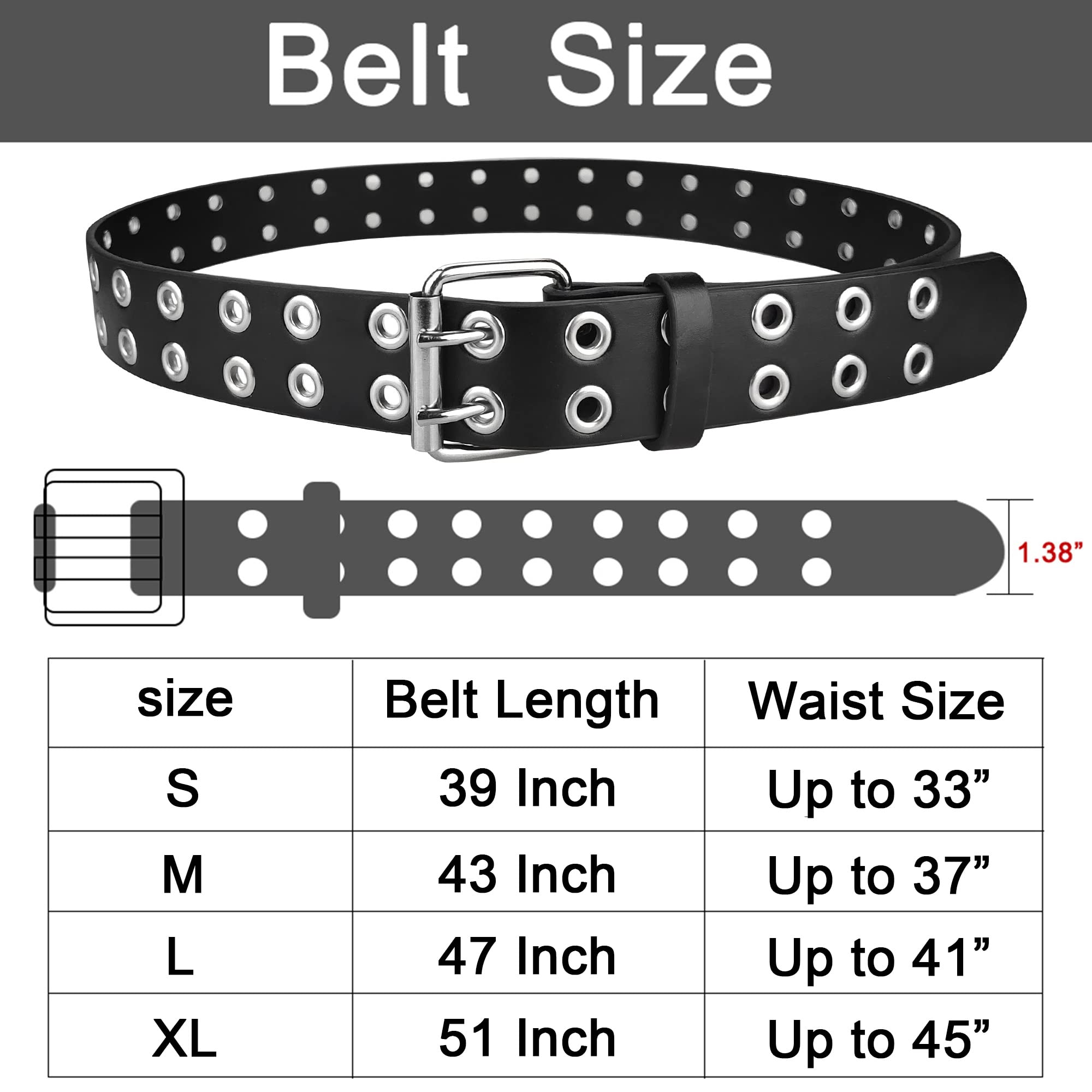 Stylish Grommet Leather Belts for Women & Men - Adjustable Double Hole Design - Perfect for Casual, Office & Formal Wear