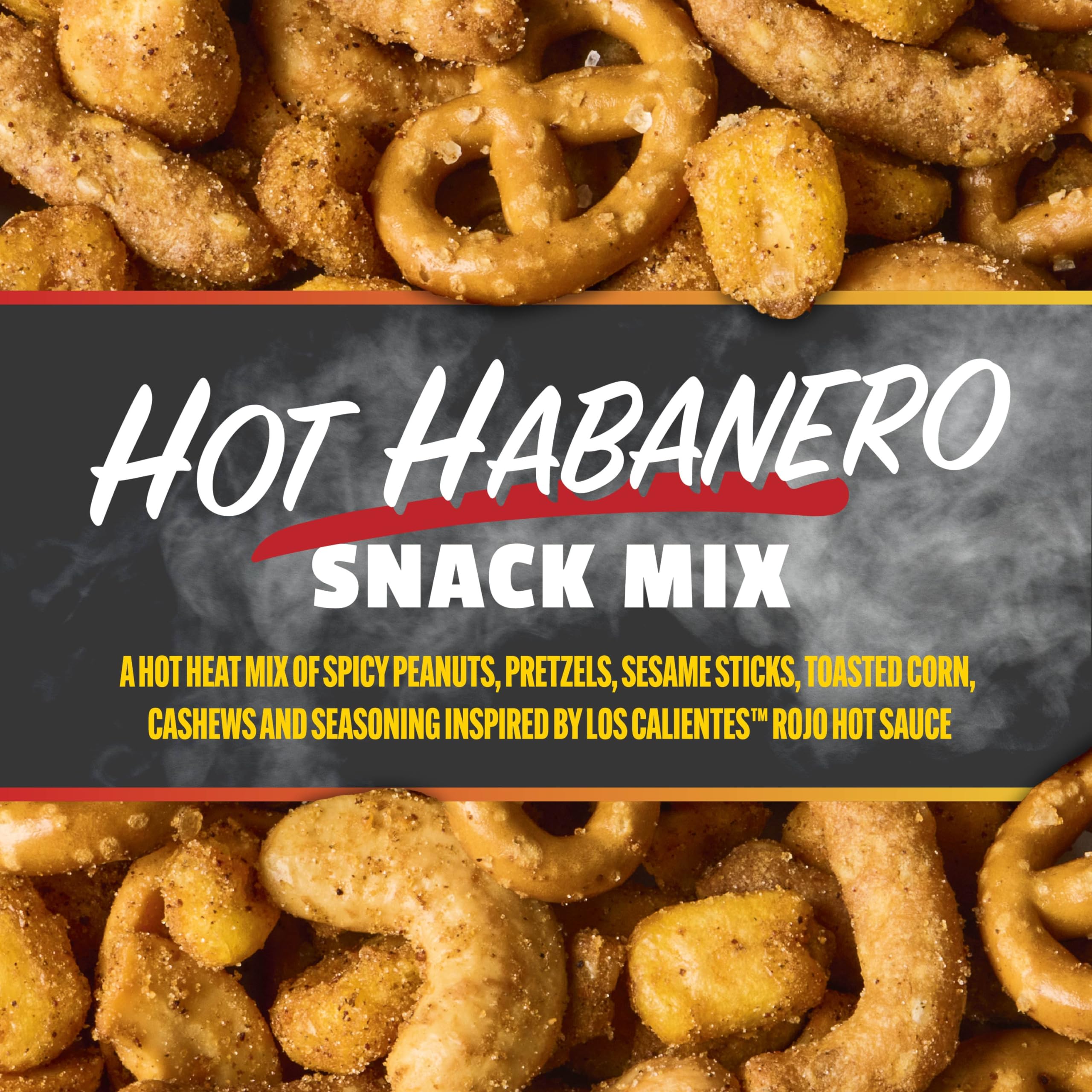 Hot Habanero Snack Mix by Snak Club x Hot Ones – Spicy Vegan Snacks with Peanuts, Pretzels, Sesame Sticks & Cashews – 2 oz Bags (12 Pack) – Perfect for Parties, Game Nights & Spicy Food Lovers