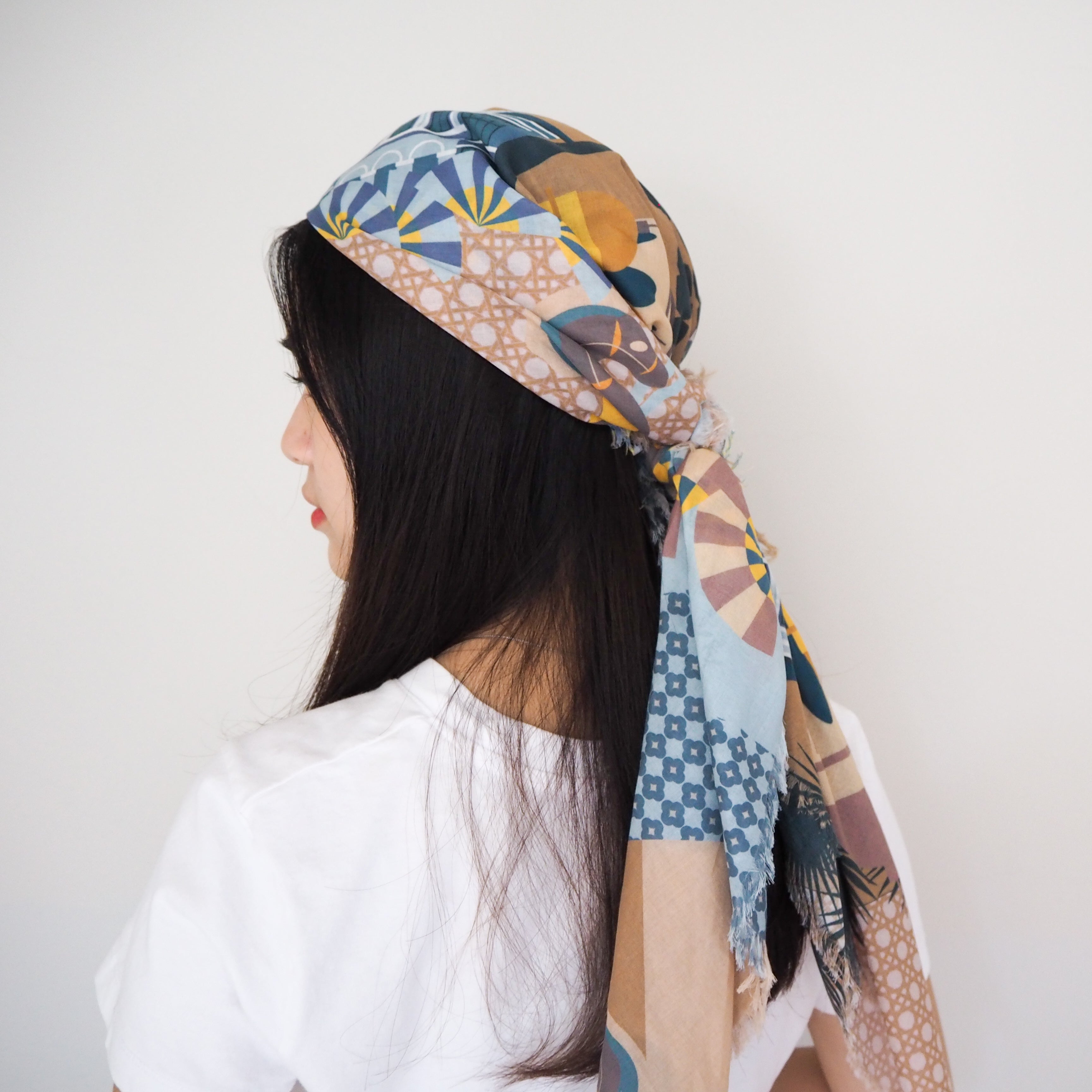 Enchanted Kampong Glam Cotton Scarf - Lightweight & Breathable Fashion Accessory for Women - Perfect for Travel, Beach, and Everyday Wear