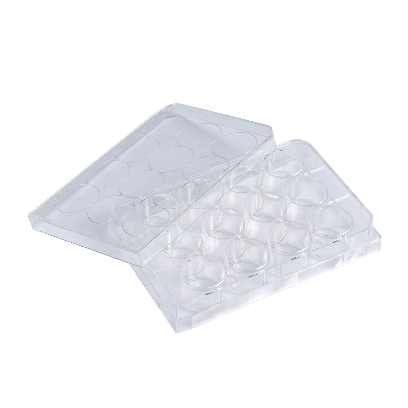12-Well Sterile Polystyrene Cell Culture Plates with Lids - Individually Wrapped, Tissue Culture Treated for Laboratory Use | Ideal for Cell Growth, Chemical Reactions & Biomedical Research