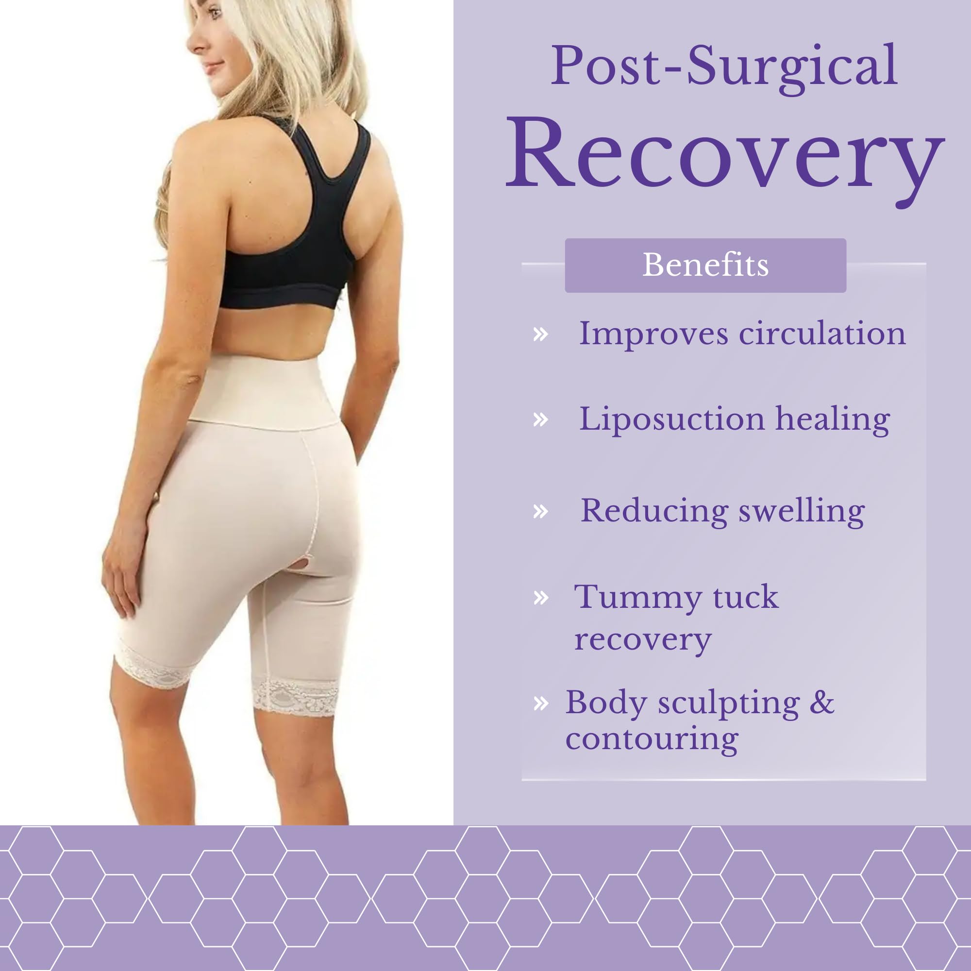 Post Surgery Compression Shorts for Women – Mid Thigh Tummy Tuck Recovery Garment 4