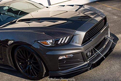 2015-2017 Mustang Front Chin Splitter with 2 Support Rods - Compatible with Roush Bumpers | Aggressive Styling & Enhanced Aerodynamics for Street & Track Performance
