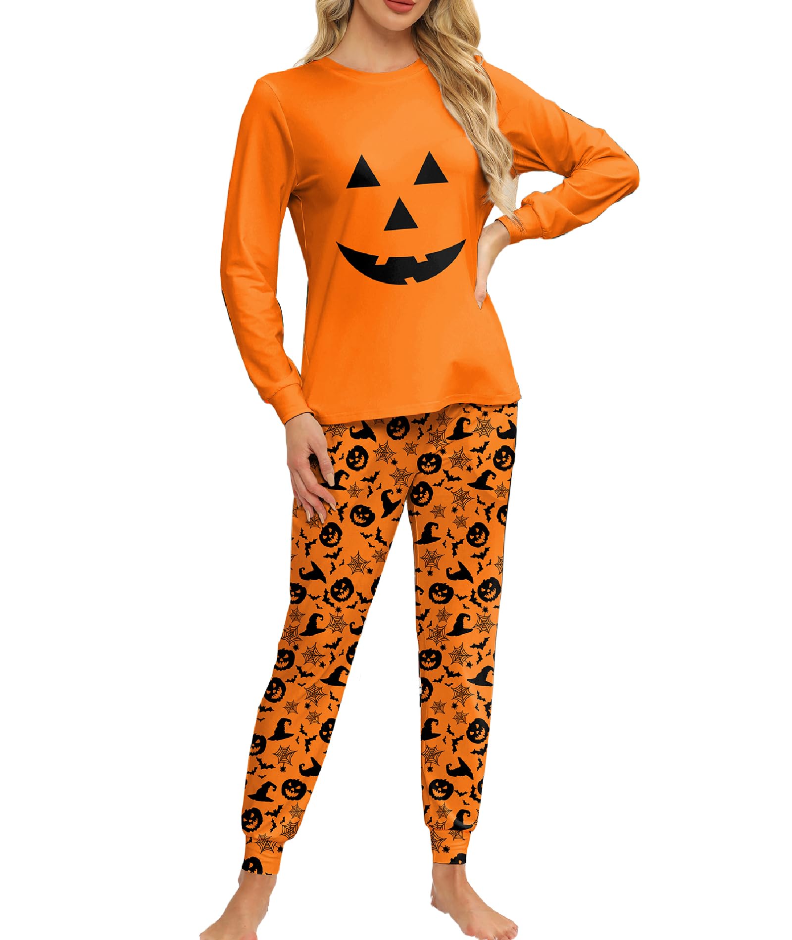 Women's Long Sleeve Pajama Set with Jogger Pants - Soft Cotton Sleepwear & Lounge Set with Pockets - Perfect for Relaxing at Home, Sleeping, or Traveling