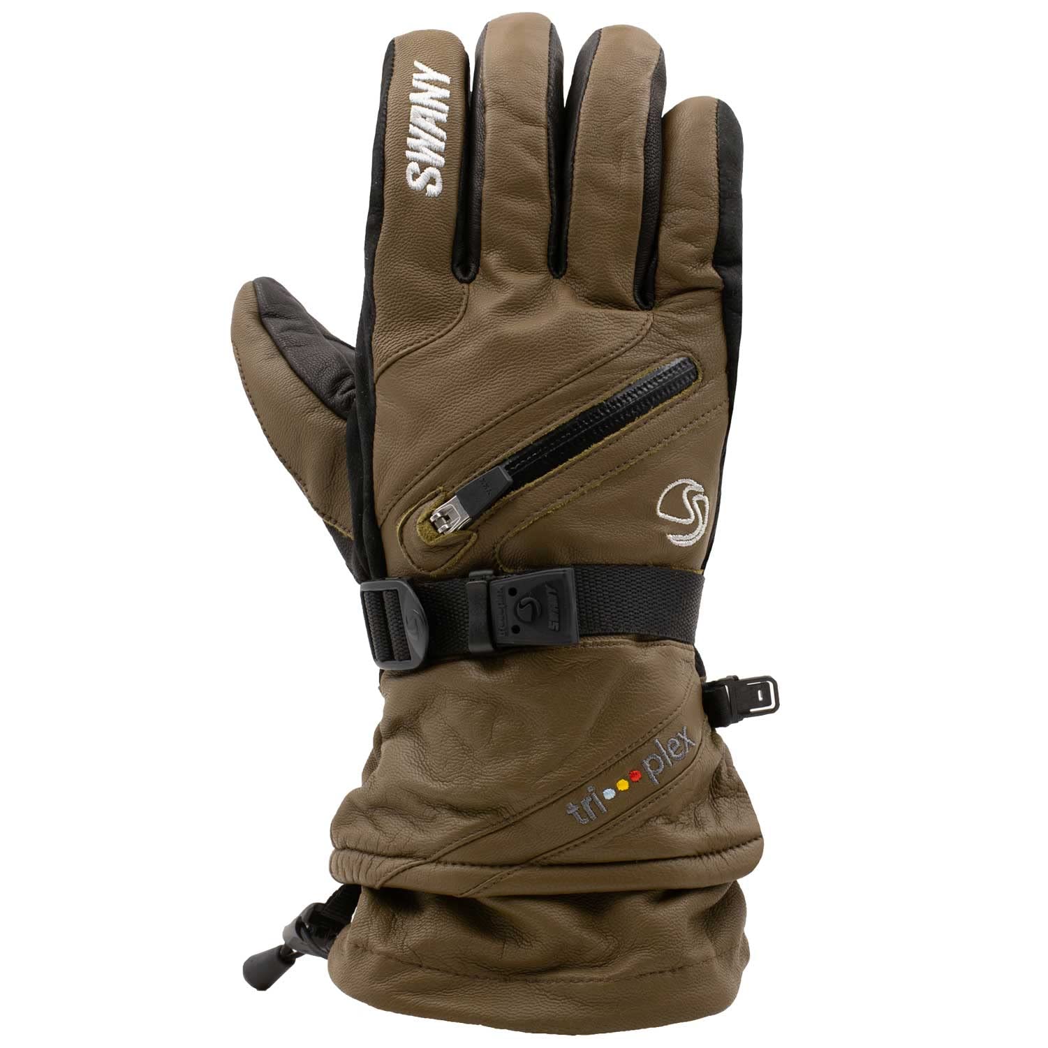 SWANY Men's X-Cell 2.1 Sports Gloves - Moisture-Wicking, Quick-Drying & Warm Winter Gloves with Flexible Leather for Skiing, Snowboarding, Hiking & Outdoor Activities | Perfect for Cold Weather Sports and Winter Adventures