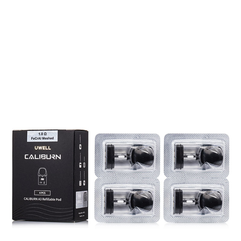 Uwell Caliburn A3 AK3 A3S AZ3 AZ3 Grace Replacement Pods (4 Pack) - Compatible with All Caliburn A3 Series Vapes - Perfect for Travel & Daily Use