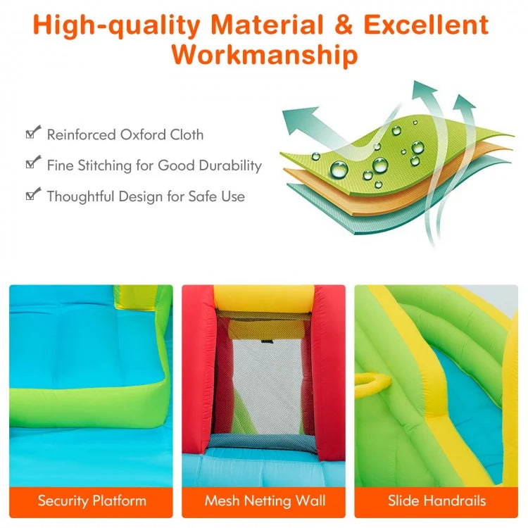Inflatable Water Bounce House for Kids - 480W High-Power Blower Included | Outdoor Summer Party, Backyard Play, Birthday Celebration Water Slide