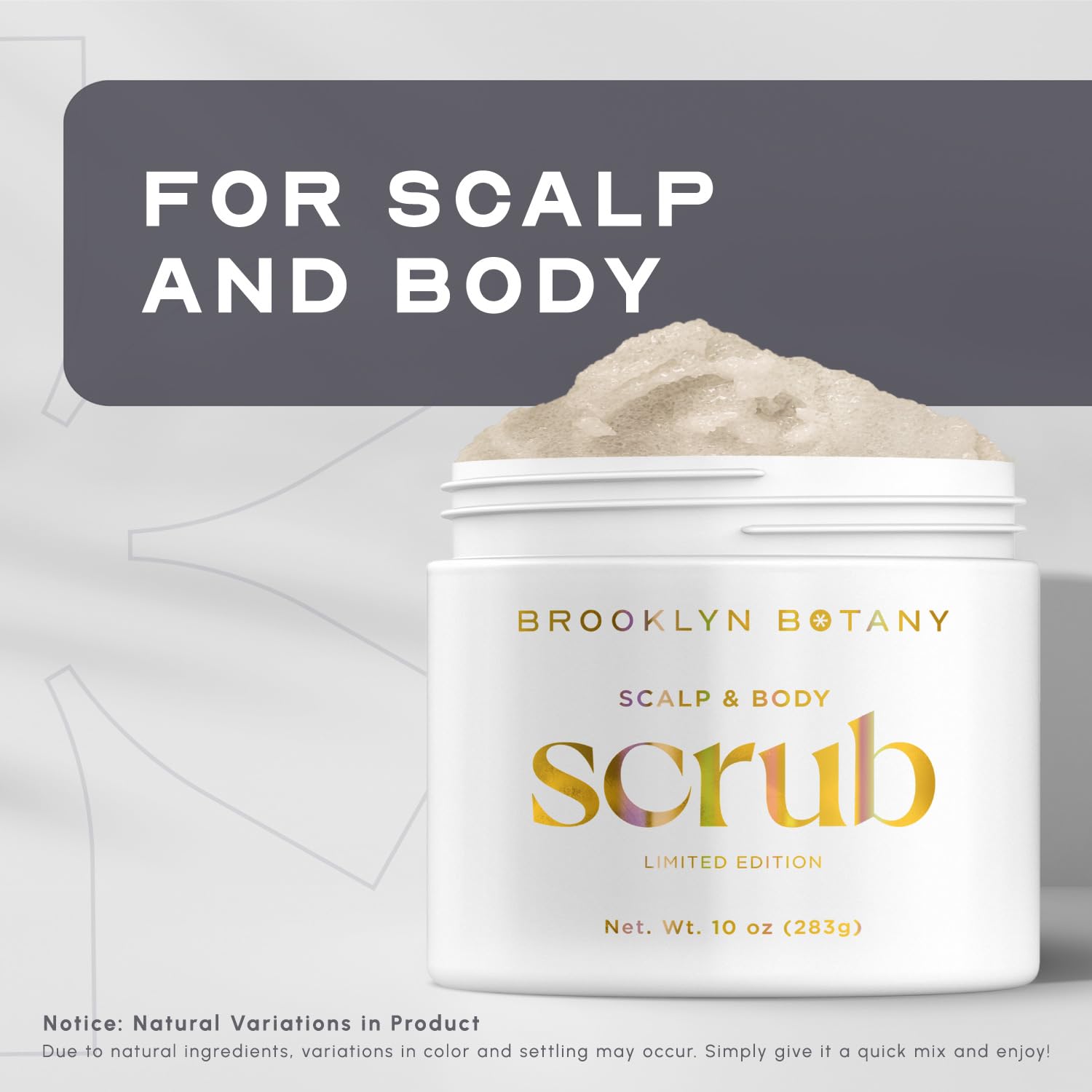 Brooklyn Botany Coconut Oil Sugar Scrub for Scalp & Body – Moisturizing & Exfoliating Body Scrub with Tropical Scent – 8.8 oz | Perfect for Dry Skin, Scalp Care & Spa Day at Home