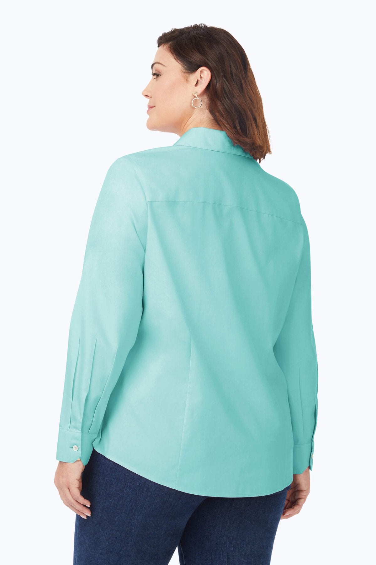 Dianna Plus No Iron Pinpoint Long Sleeve Shirt - Wrinkle-Free Business Casual Shirt for Women | Perfect for Office Work, Meetings & Professional Events