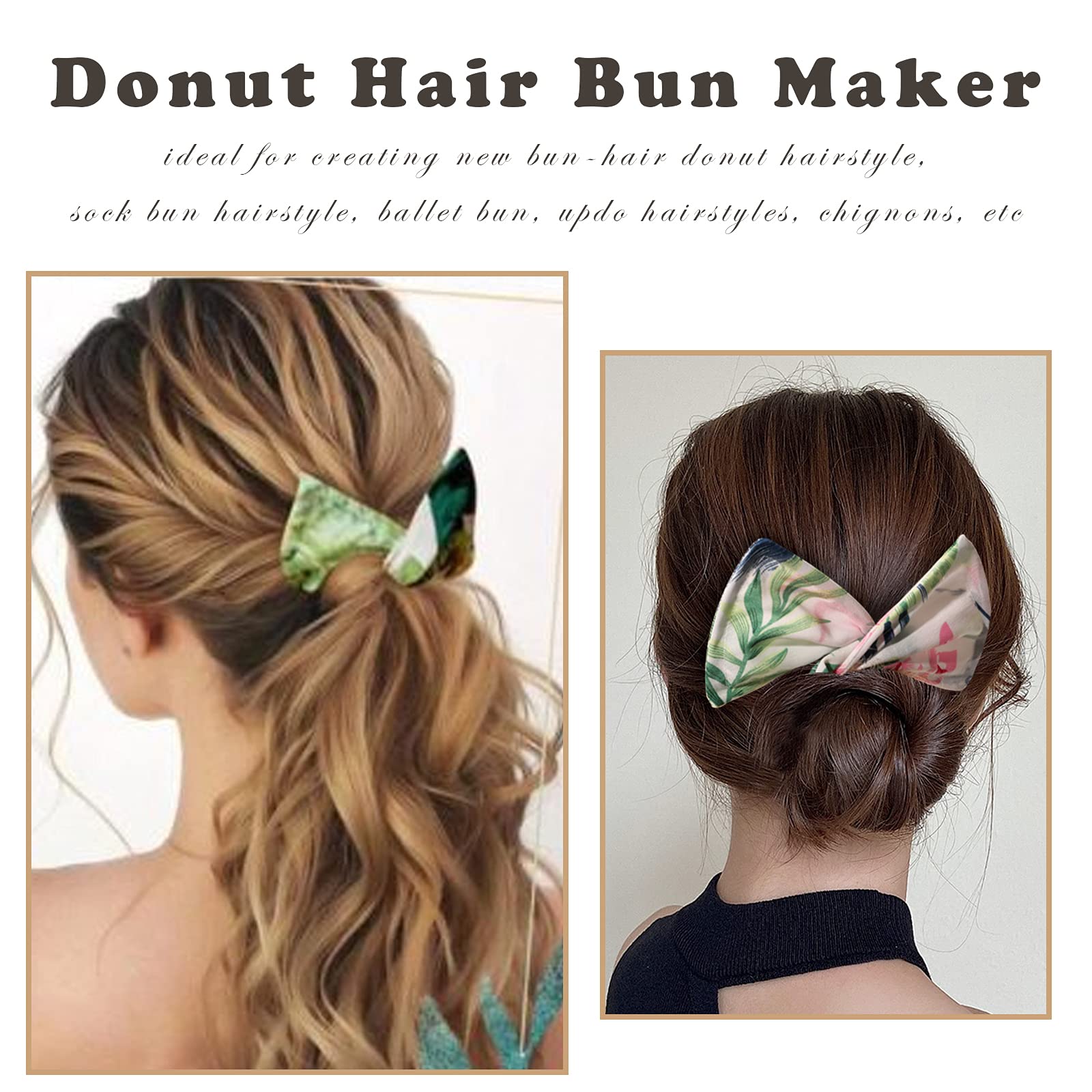 Magic Donut Hair Bun Maker - 2 Pack Bohemia Navy Blue, Flexible Reusable Hair Bands for Elegant French Twist & Easy Bun Creation | Perfect for Work, Parties & Everyday Hairstyles