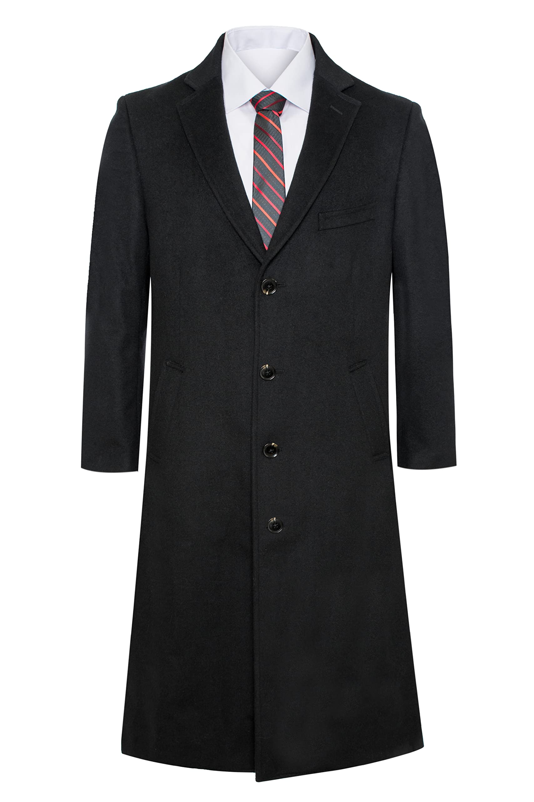 Premium Men's 100% Wool & Cashmere Long Overcoat - Winter Warm Topcoat Jacket for Business, Formal Events & Cold Weather Protection
