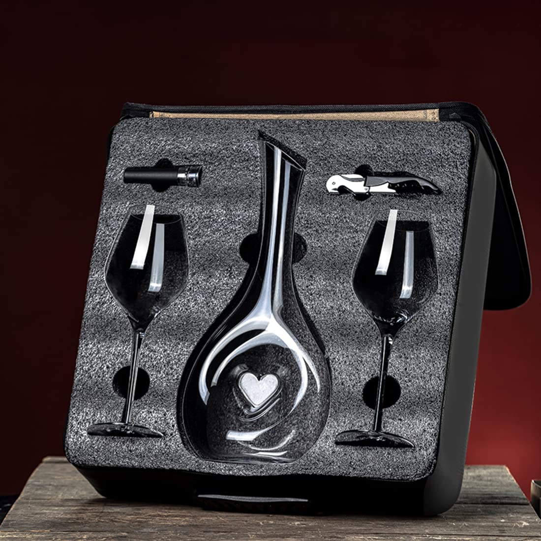 Premium 40 Oz Crystal Wine Decanter Set with 2 (15 Oz) Ultra-Thin Red Wine Glasses - Elegant Wine Accessories for Men & Women - Perfect for Christmas, Anniversary Gifts - Ideal for Wine Tasting, Dinner Parties & Home Entertaining
