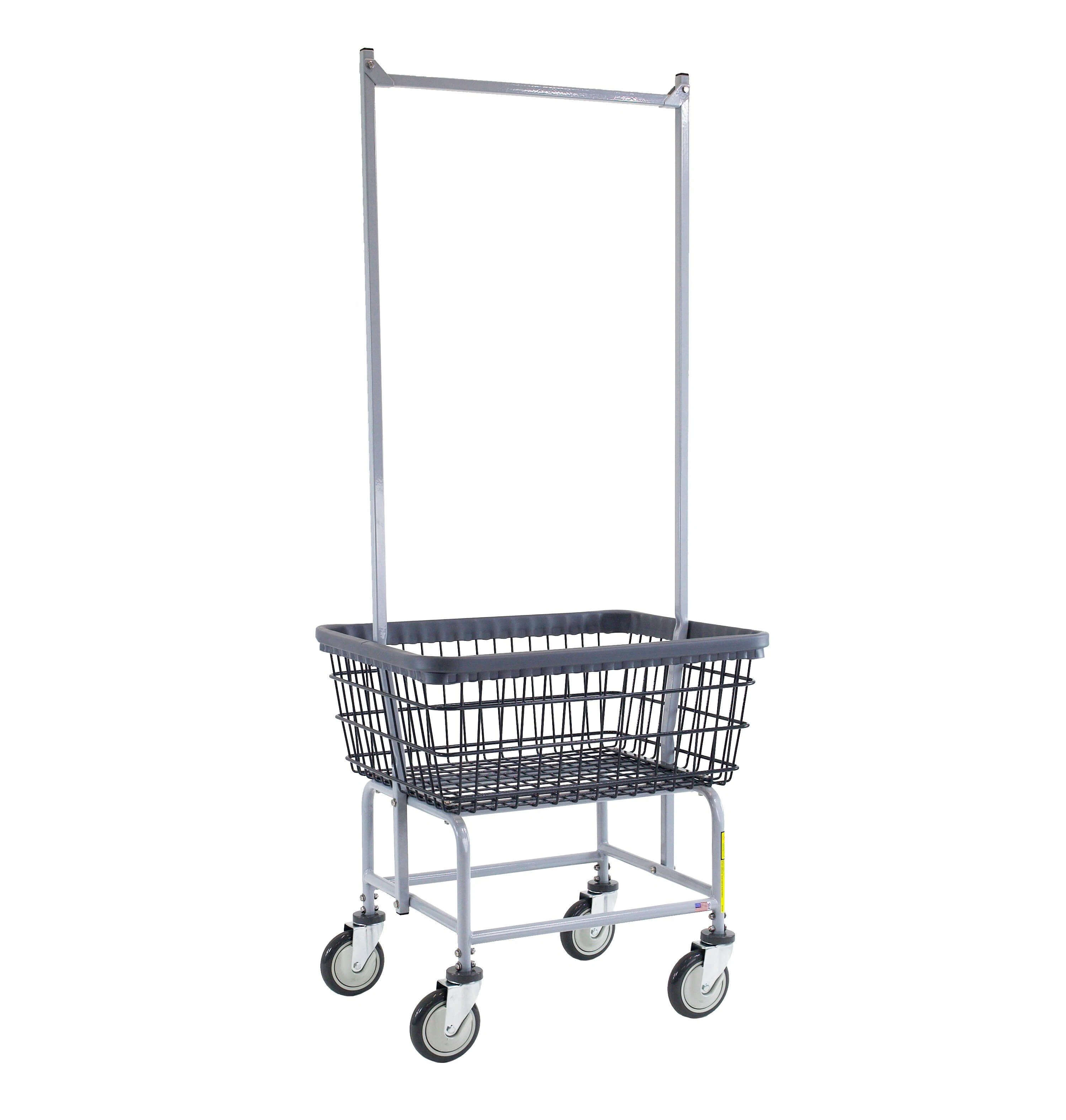 Dura Seven™ Narrow Laundry Cart with Double Pole Rack - Space-Saving Laundry Hamper for Small Homes & Apartments - Perfect for Closet, Bathroom or Laundry Room Organization