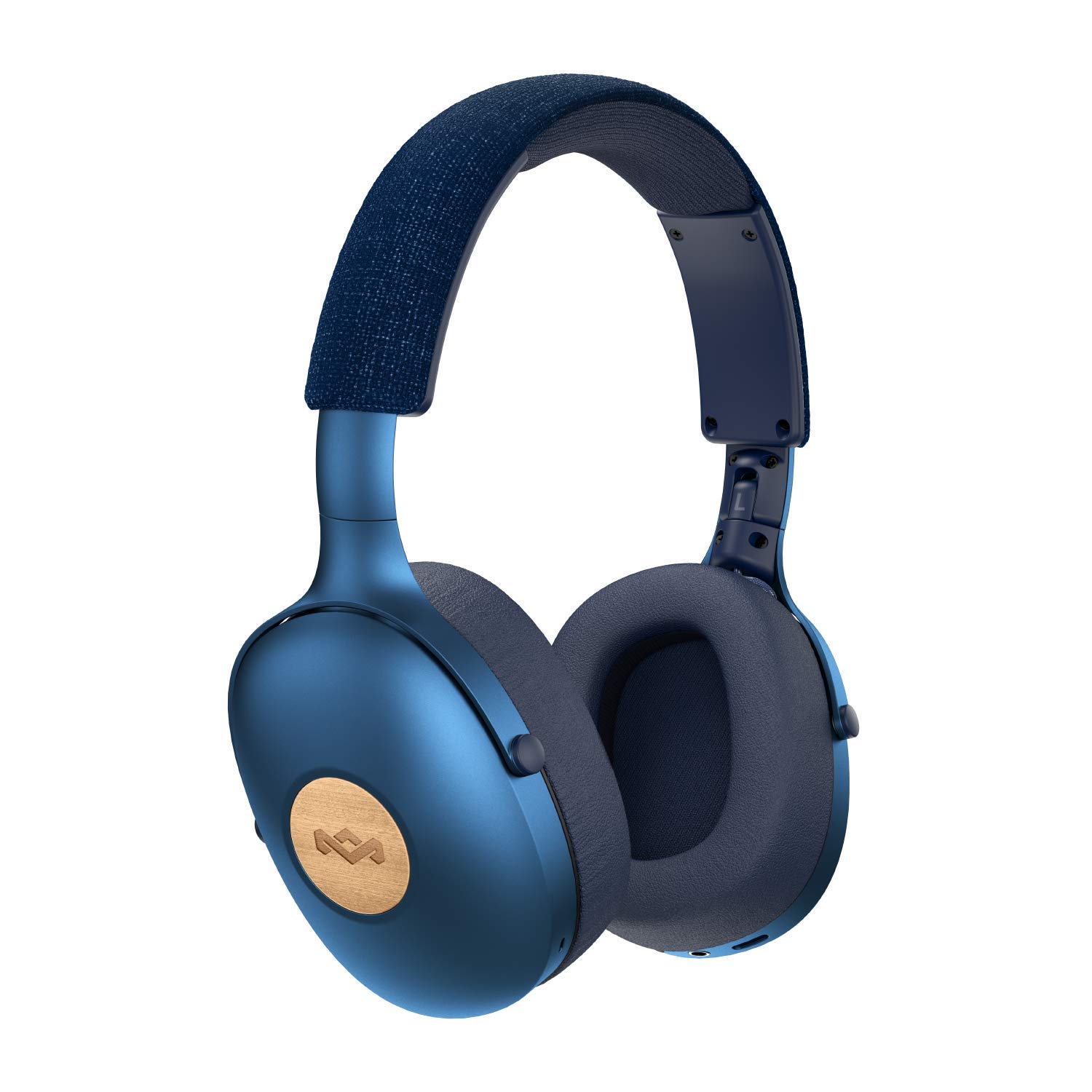House of Marley Positive Vibration XL Wireless Bluetooth Over-Ear Headphones with Mic - 24H Playtime, Noise Isolation, Comfortable Earpads - Perfect for Travel, Work & Music Lovers (Blue)