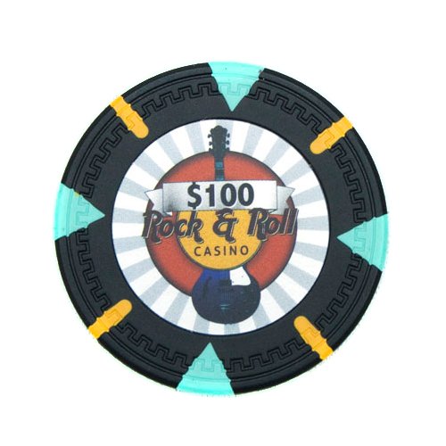 50-Piece Rock & Roll Themed 14g Clay Poker Chips Set - Casino Style Poker Chips for Home Games, Poker Nights & Casino-Themed Parties