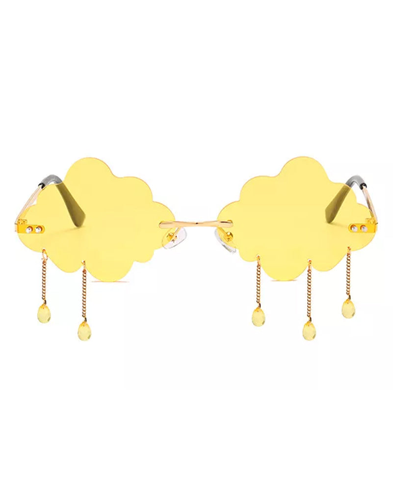 60s Yellow Festive Cloud Glasses - Retro Vintage Sunglasses for Women & Men - Perfect for Parties, Festivals & Summer Outfits