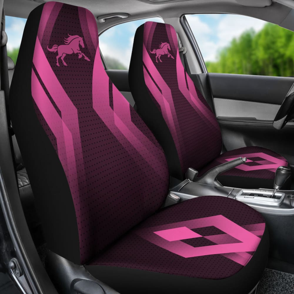 Premium Black & Pink Mustang Horse Custom Car Seat Covers - Universal Fit for Ford Mustang Models - Perfect for Car Enthusiasts & Gift Giving