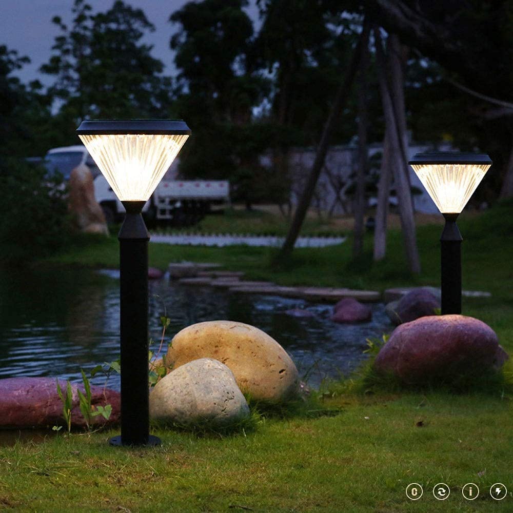 75Cm Black Solar Outdoor Lamp Post Lights - Waterproof LED Garden Pole Light for Villa, Street & Wall Decoration - Energy-Saving Household Lighting for Pathways, Driveways & Landscaping (Gray)
