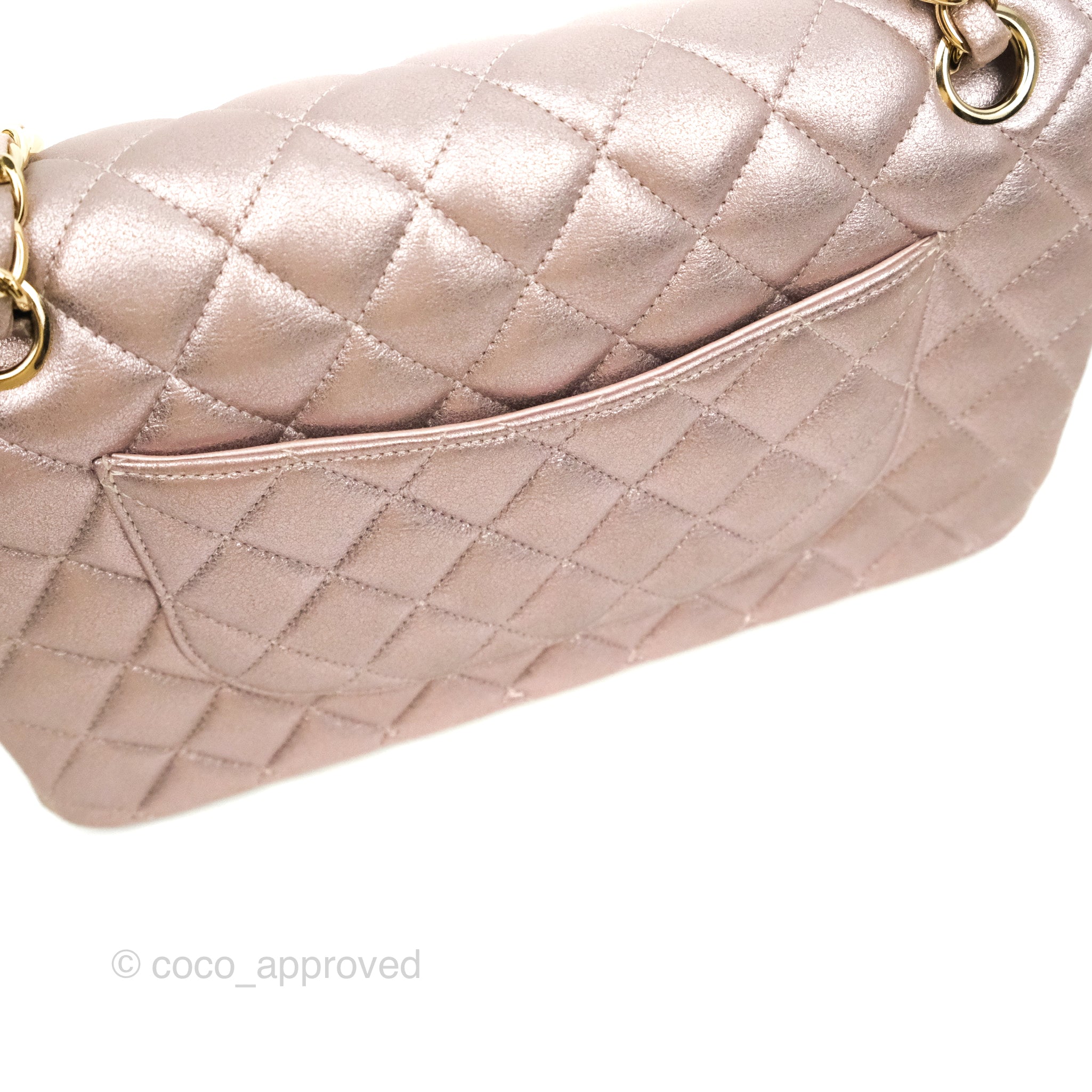 Chanel Classic M/L Medium Double Flap Bag in Rose Gold Pink Lambskin with Gold Hardware - Luxury Handbag for Women, Perfect for Parties, Weddings & Special Occasions