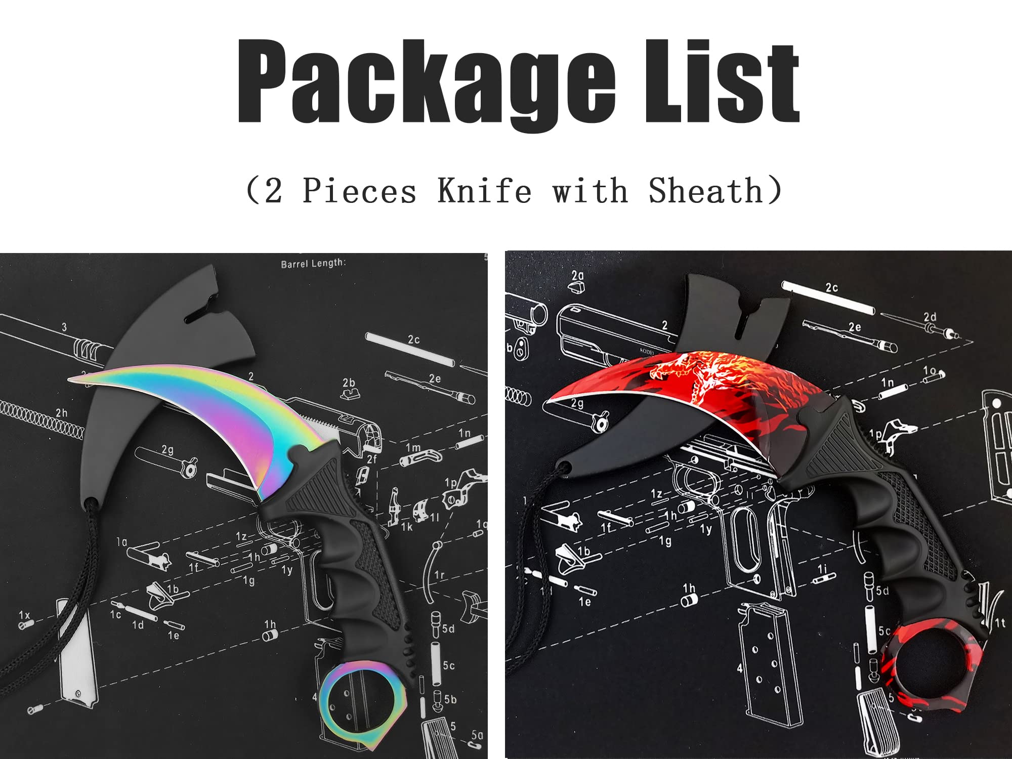ZLIXING 2-Piece Fixed Blade Karambit Tactical Knife Set with Sheath - Survival Knife for CSGO, Hiking, Fishing, Hunting | Perfect Men's Gifts & Cool Gadgets for Outdoor Adventures & Tactical Enthusiasts