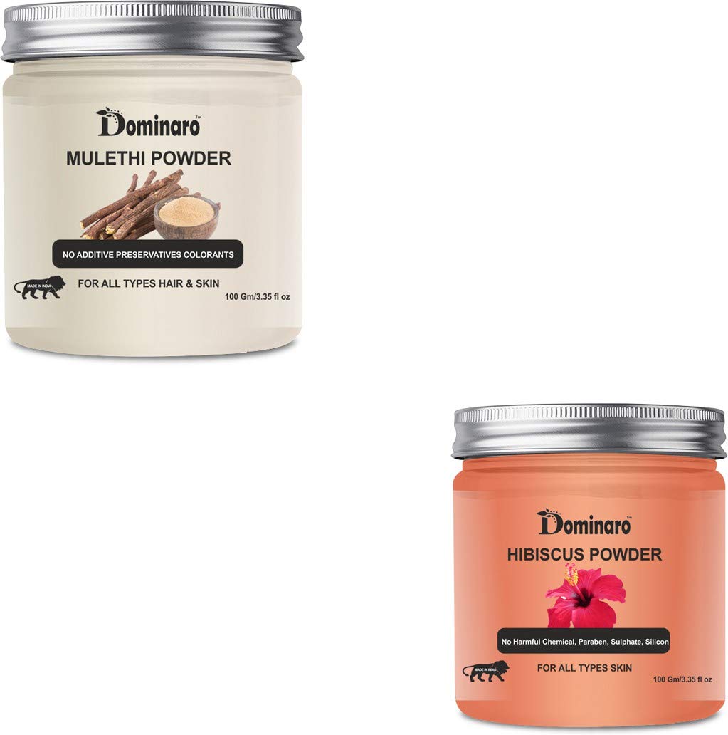Organic Mulethi & Hibiscus Powder for Skin & Hair Care - 200g Combo Pack for Glowing Beauty