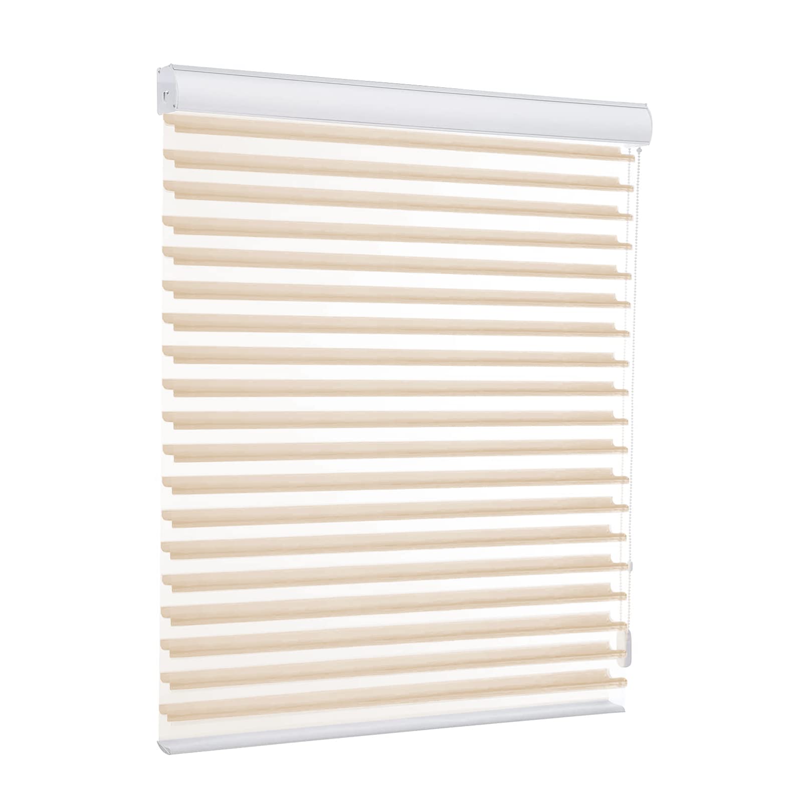 Custom Blackout Zebra Shades & Shangri-La Blinds for Windows - UV Protection, Easy to Install, Beige - Perfect for Living Room & Bedroom