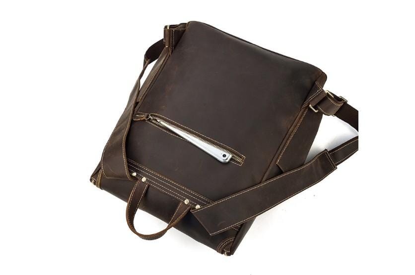 Buffalo Brown Genuine Leather Work Backpack for Men & Women - Durable Laptop Rucksack with USB Charging Port - Perfect for Office, Travel & College Commute