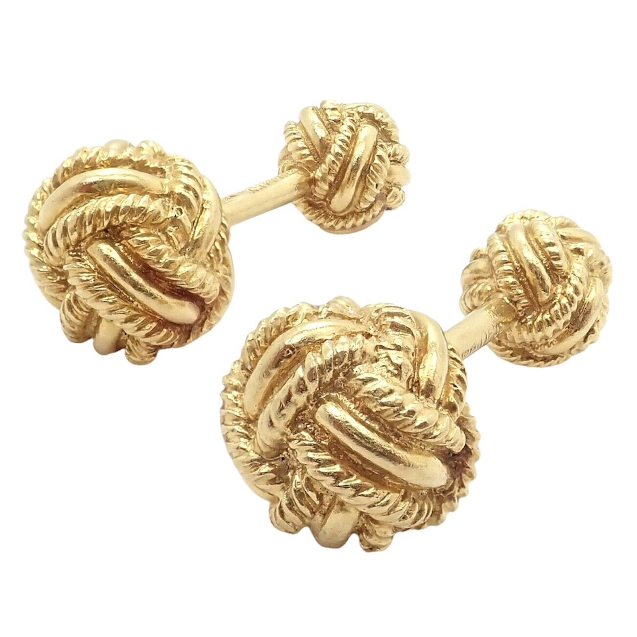 Vintage Tiffany & Co. 18k Yellow Gold Schlumberger Rope Knot Cufflinks - Luxury Men's Jewelry for Weddings & Formal Events