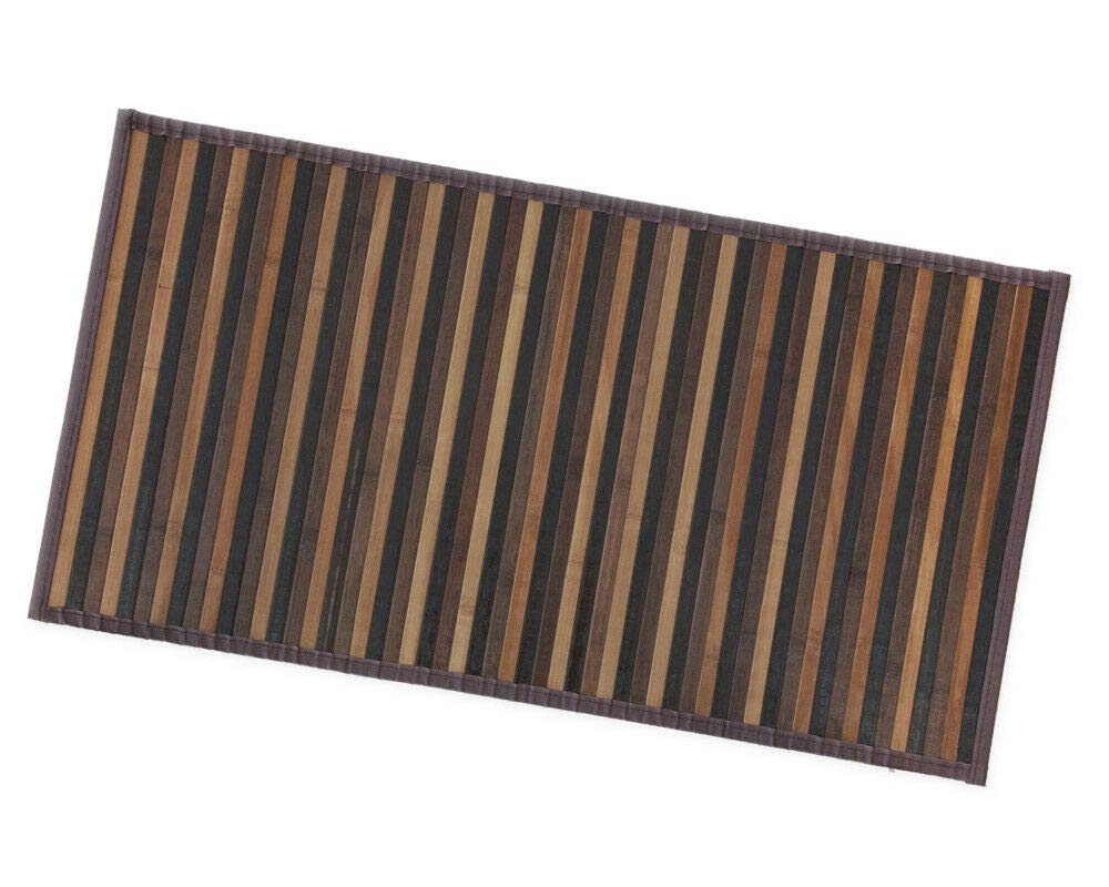 ARREDIAMOINSIEME Bamboo Rug - Non-Slip Wooden Floor Mat for Kitchen, Bathroom, Bedroom - Blue Gradient Design - 50x340cm Runner - Eco-Friendly Home Decor for Indoor Spaces