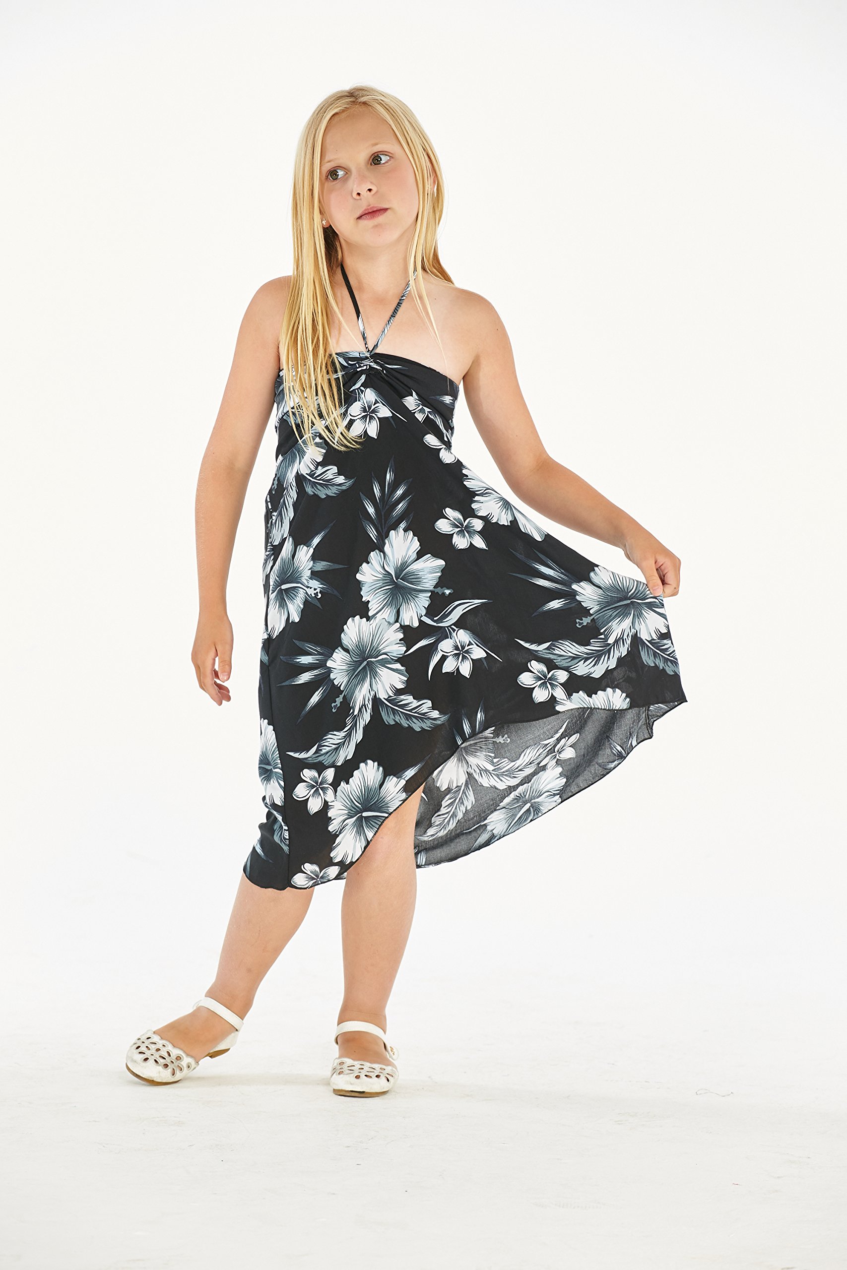 Hawaiian Luau Outfits for Family - Matching Aloha Shirts & Dresses in Midnight Bloom Floral Print | Perfect for Beach Vacations, Summer Parties & Tropical Themed Events