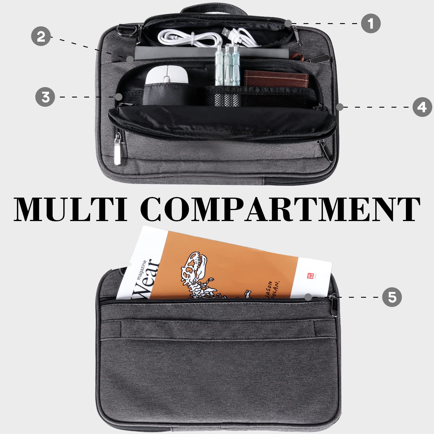 BERTASCHE 13.3 Inch Laptop Sleeve Bag for MacBook Air/Pro & Surface Pro 7/8/X - Padded Protective Case with Adjustable Strap & Charger Pocket - Perfect for Work, Travel & School