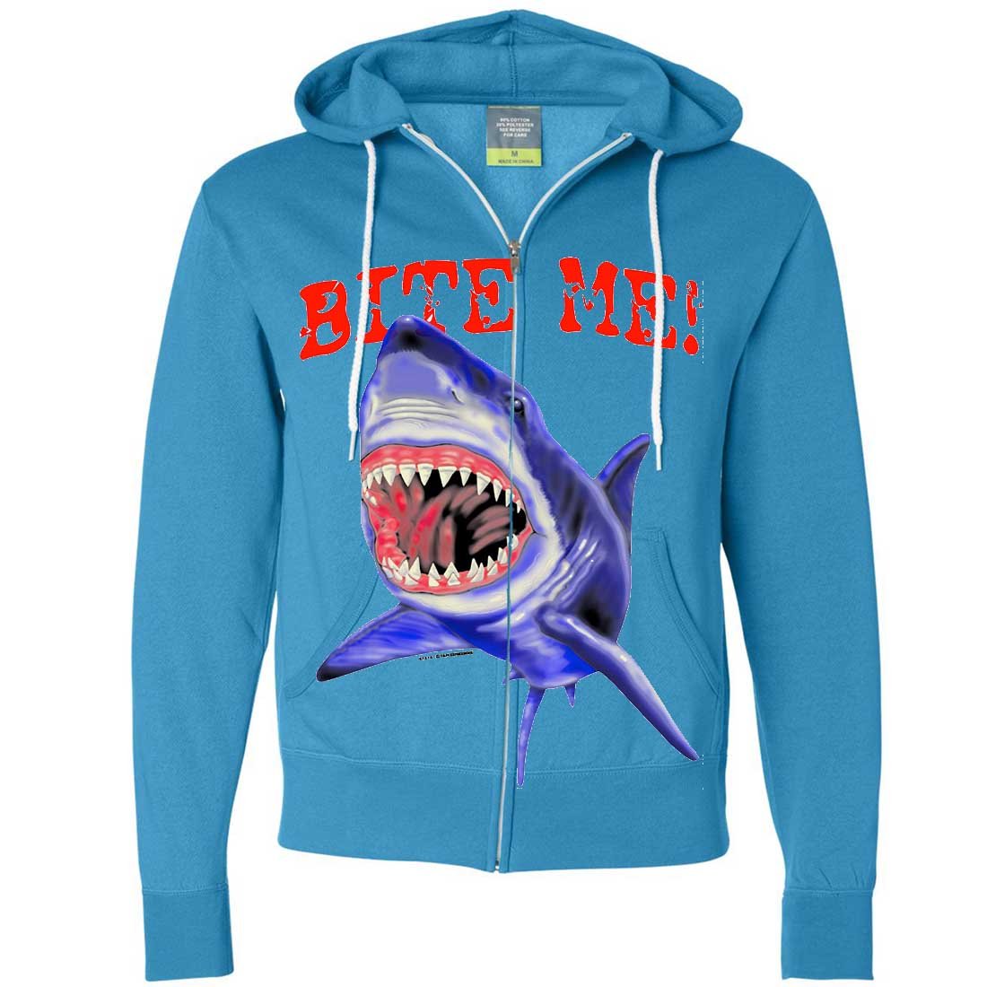 Bite Me Great White Shark Zip-Up Hoodie - Stylish Men's & Women's Pullover Sweatshirt for Casual Wear, Street Fashion, and Outdoor Activities