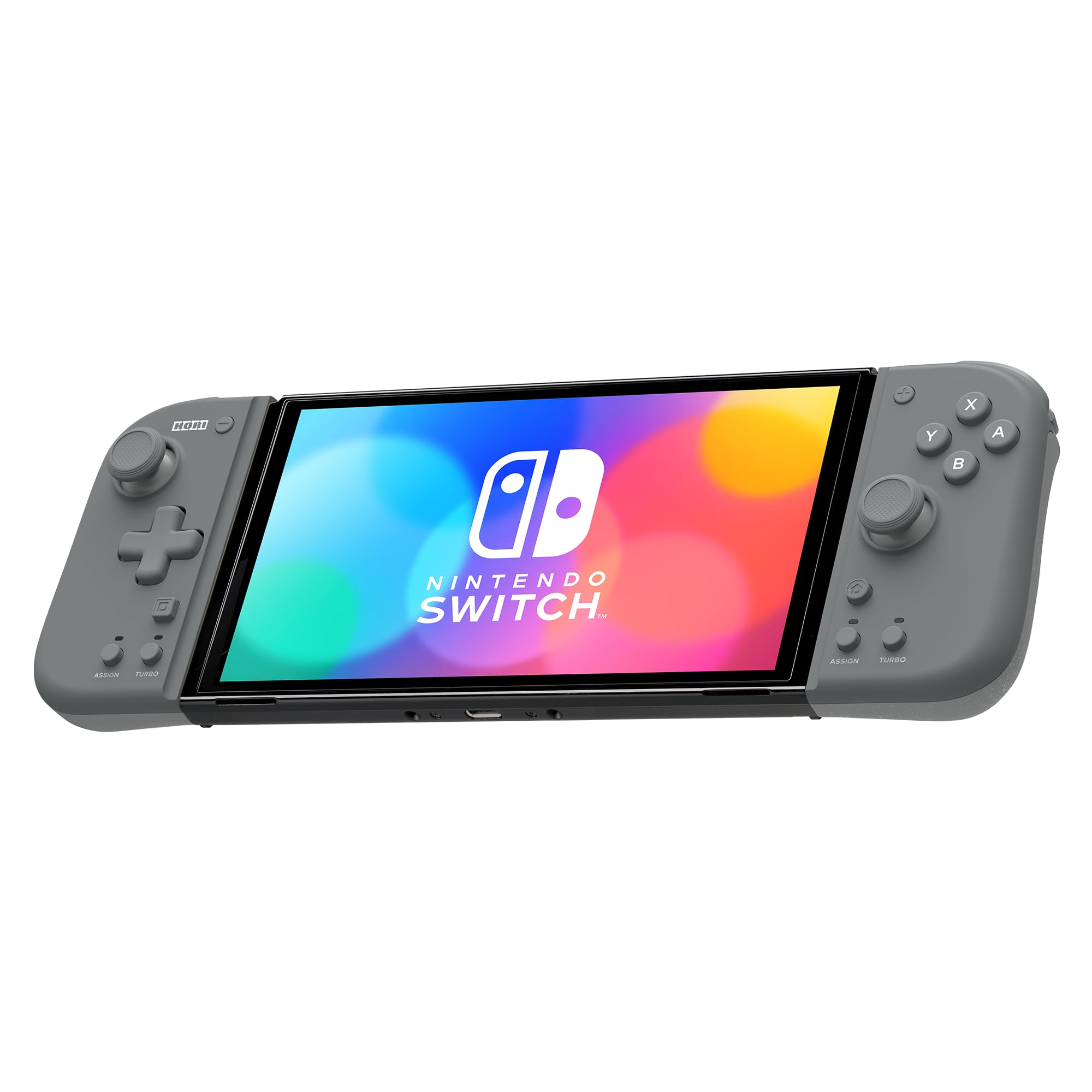 Official Nintendo Licensed HORI Controller Adapter Set with Compact Split Pad (Gray) for Nintendo Switch - Perfect for TV Mode Gaming & On-the-Go Play