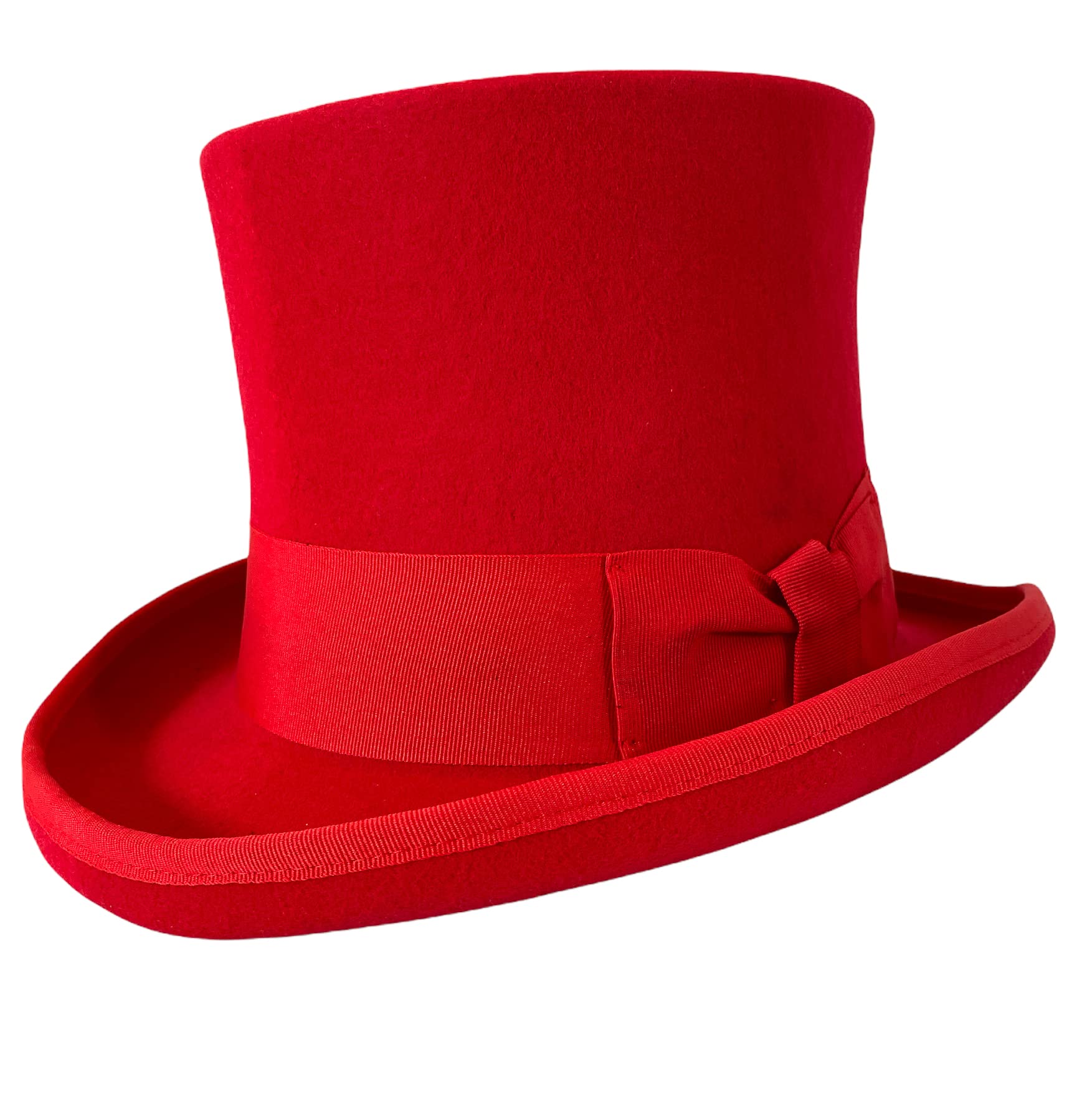 Victorian Steampunk Red Wool Felt Top Hat - 6